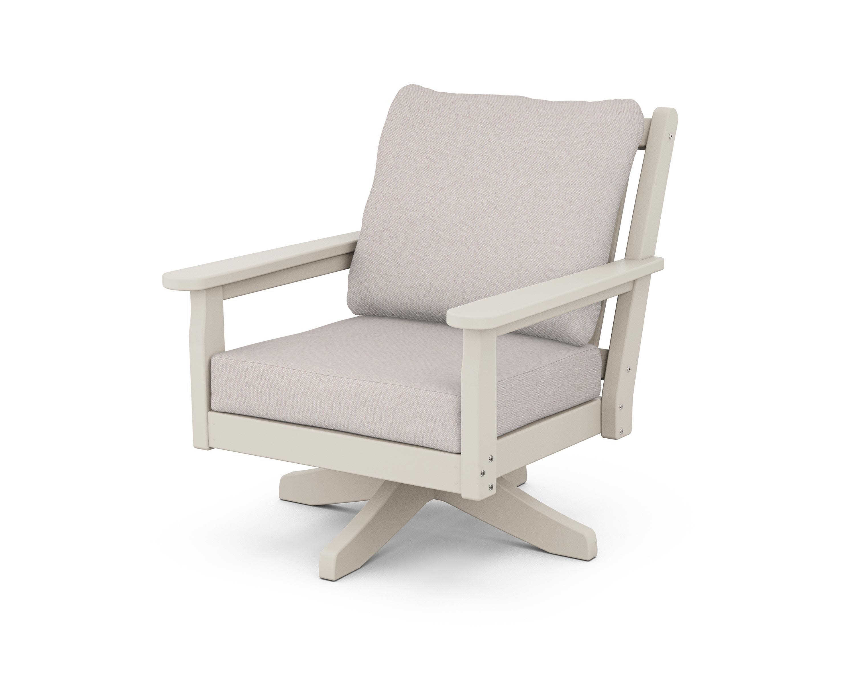 Chippendale Deep Seating Swivel Chair in Sand / Dune Burlap