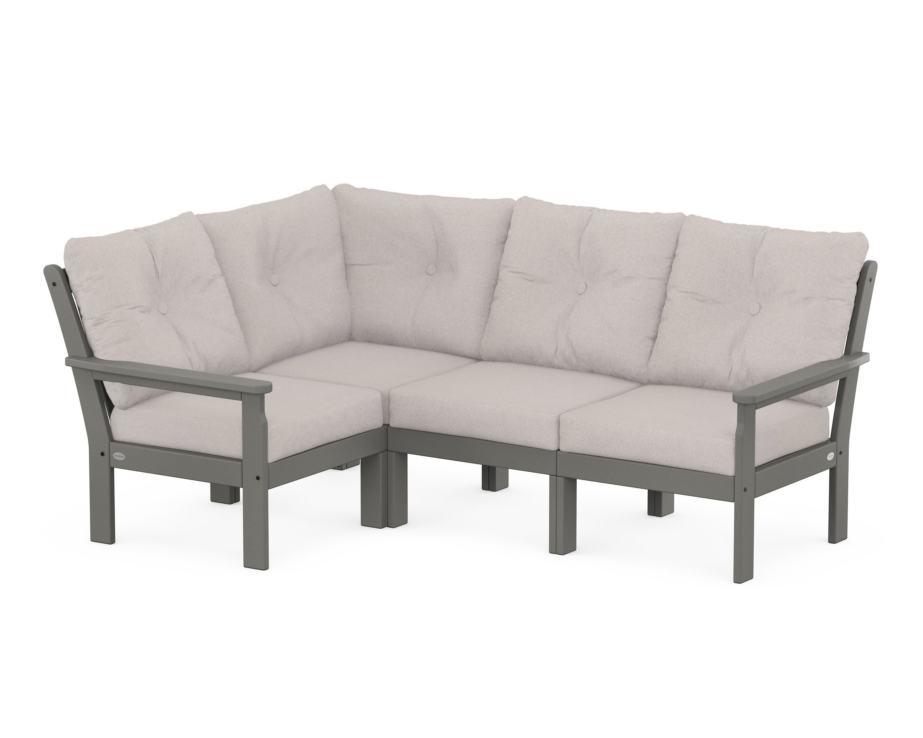Vineyard 4-Piece Sectional in Slate Grey / Dune Burlap
