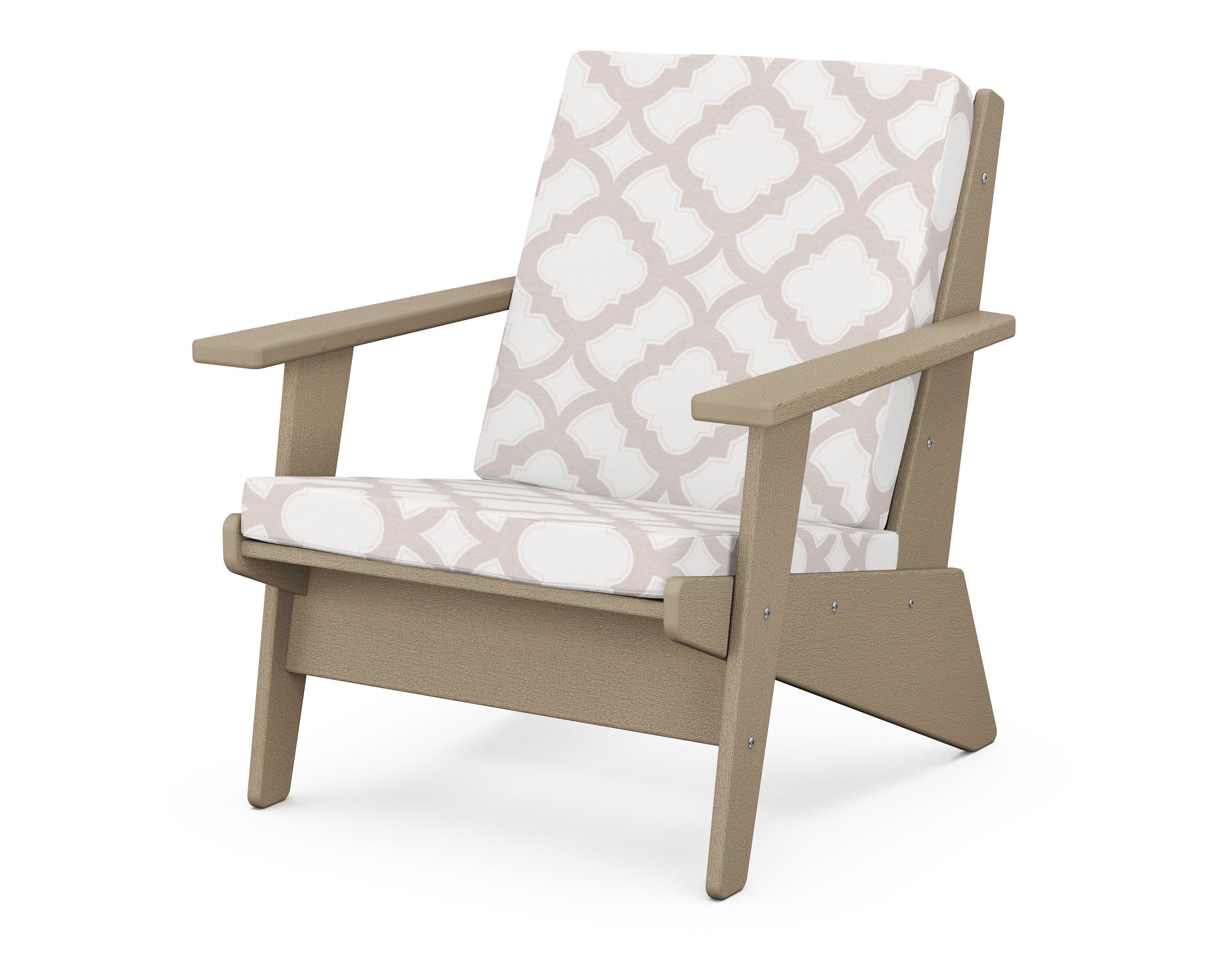 Riviera Modern Lounge Chair in Vintage Sahara / Trellis Dune Burlap