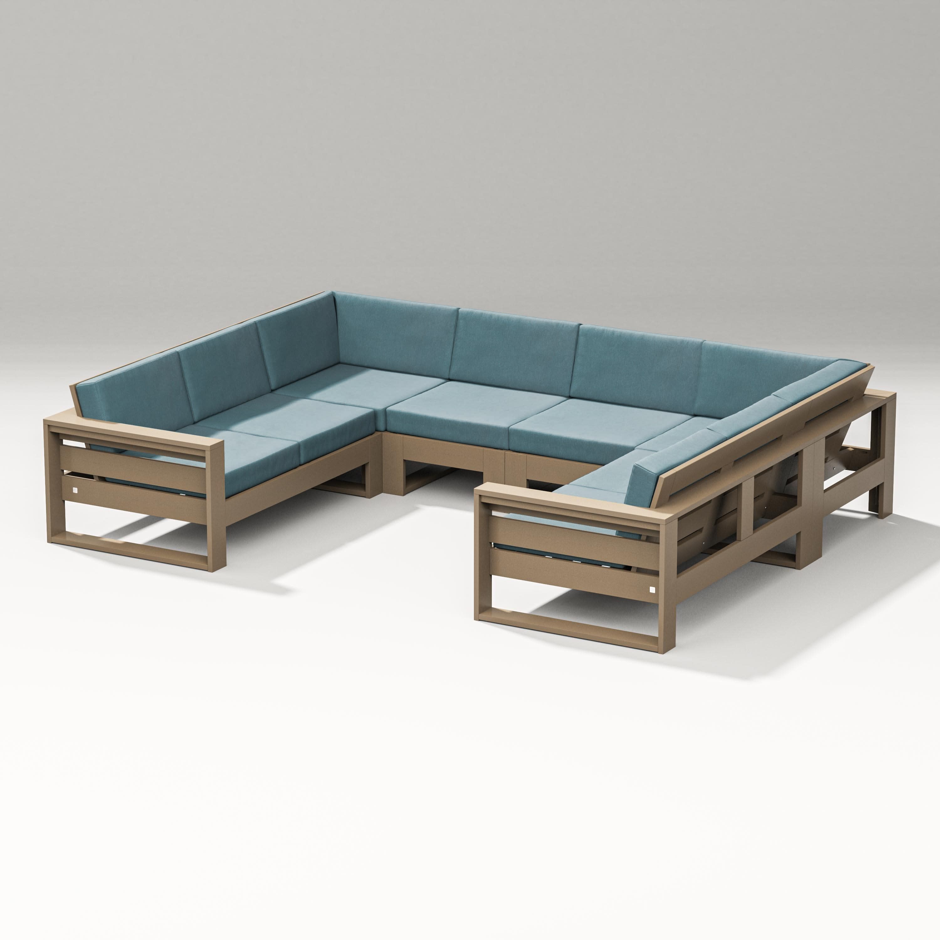 Latitude U-Shaped Sectional in Vintage Sahara / Ocean Teal