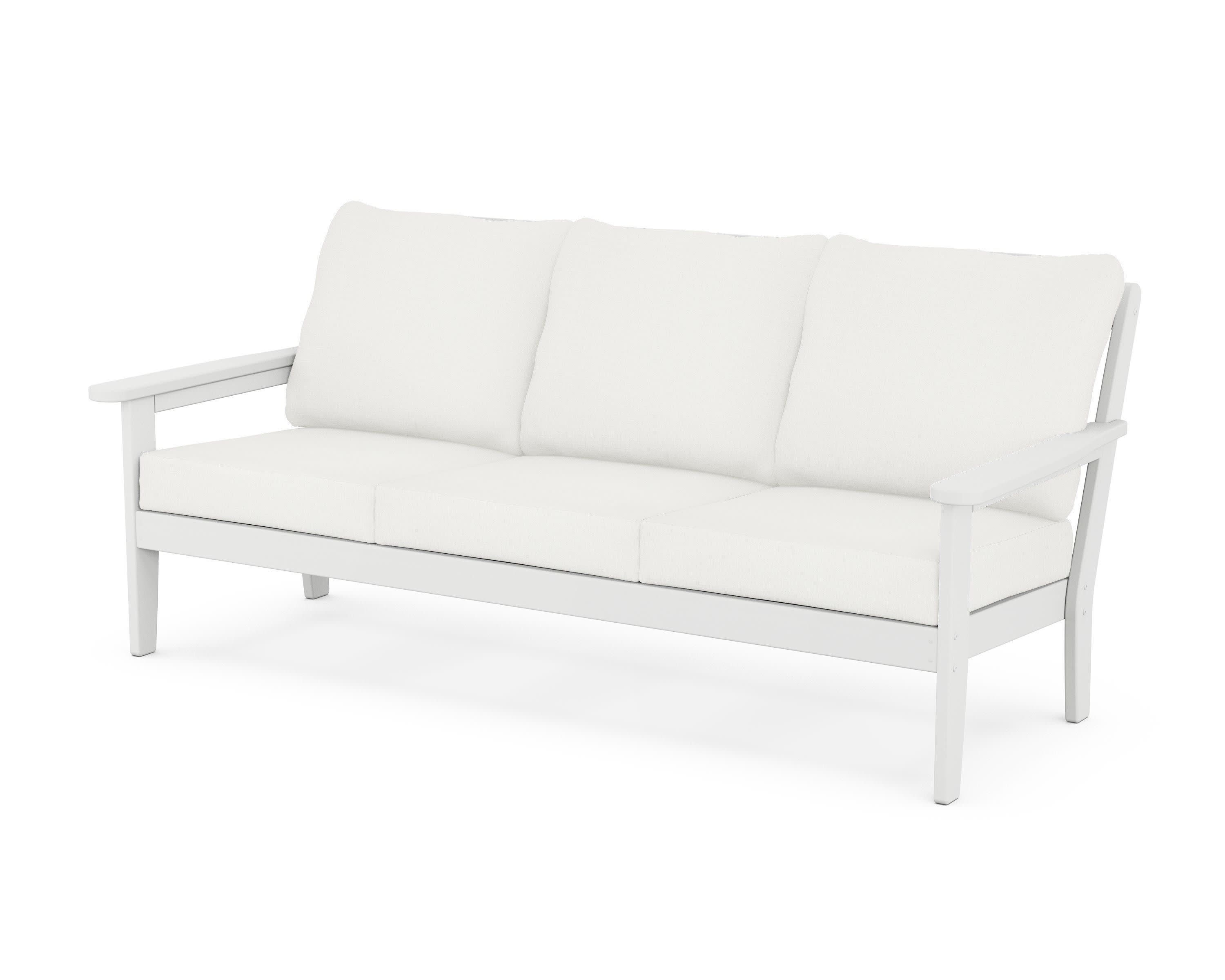 Cottage Deep Seating Sofa in White / Natural Linen