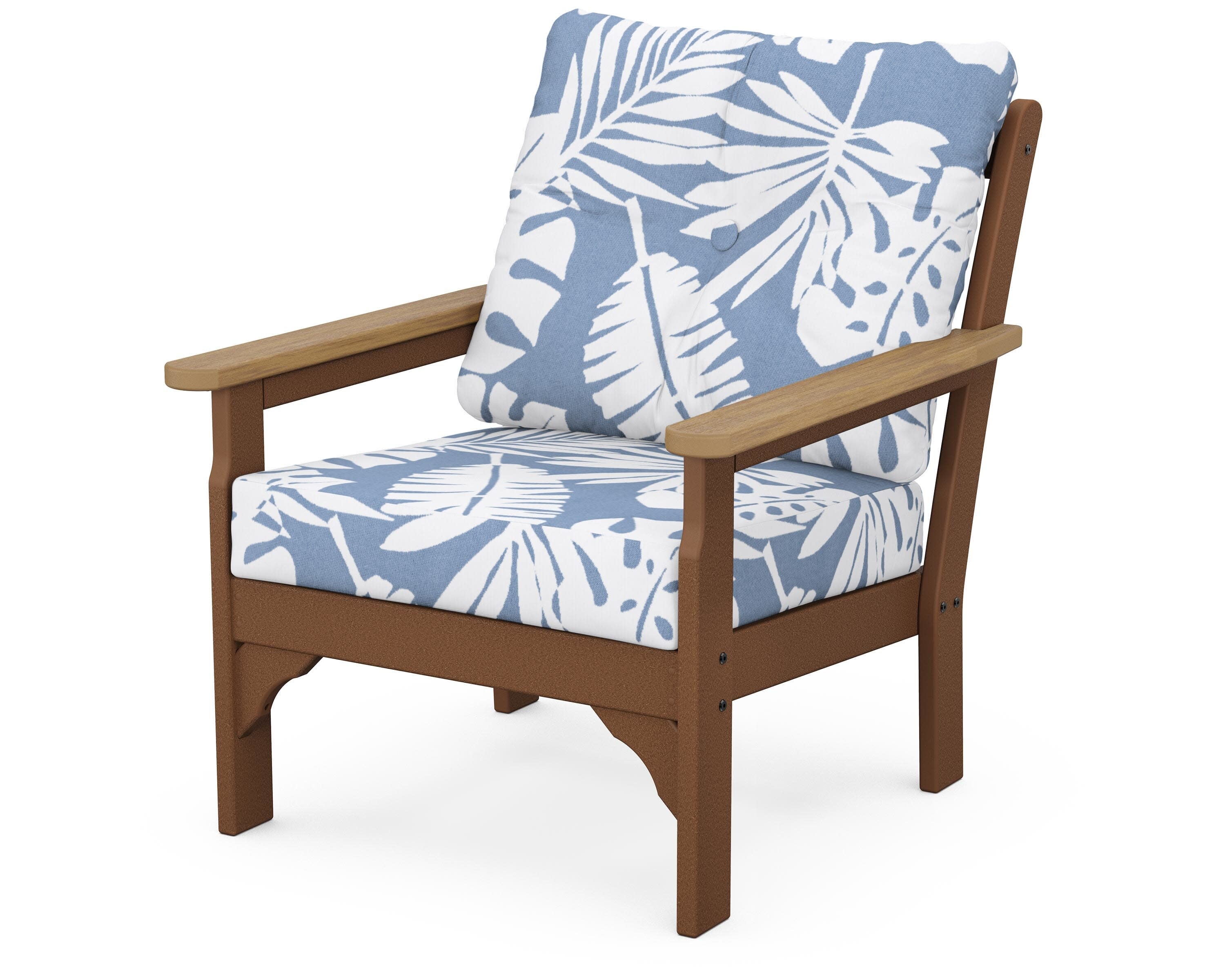 Vineyard Deep Seating Chair in Teak / Natural / Leaf Sky Blue