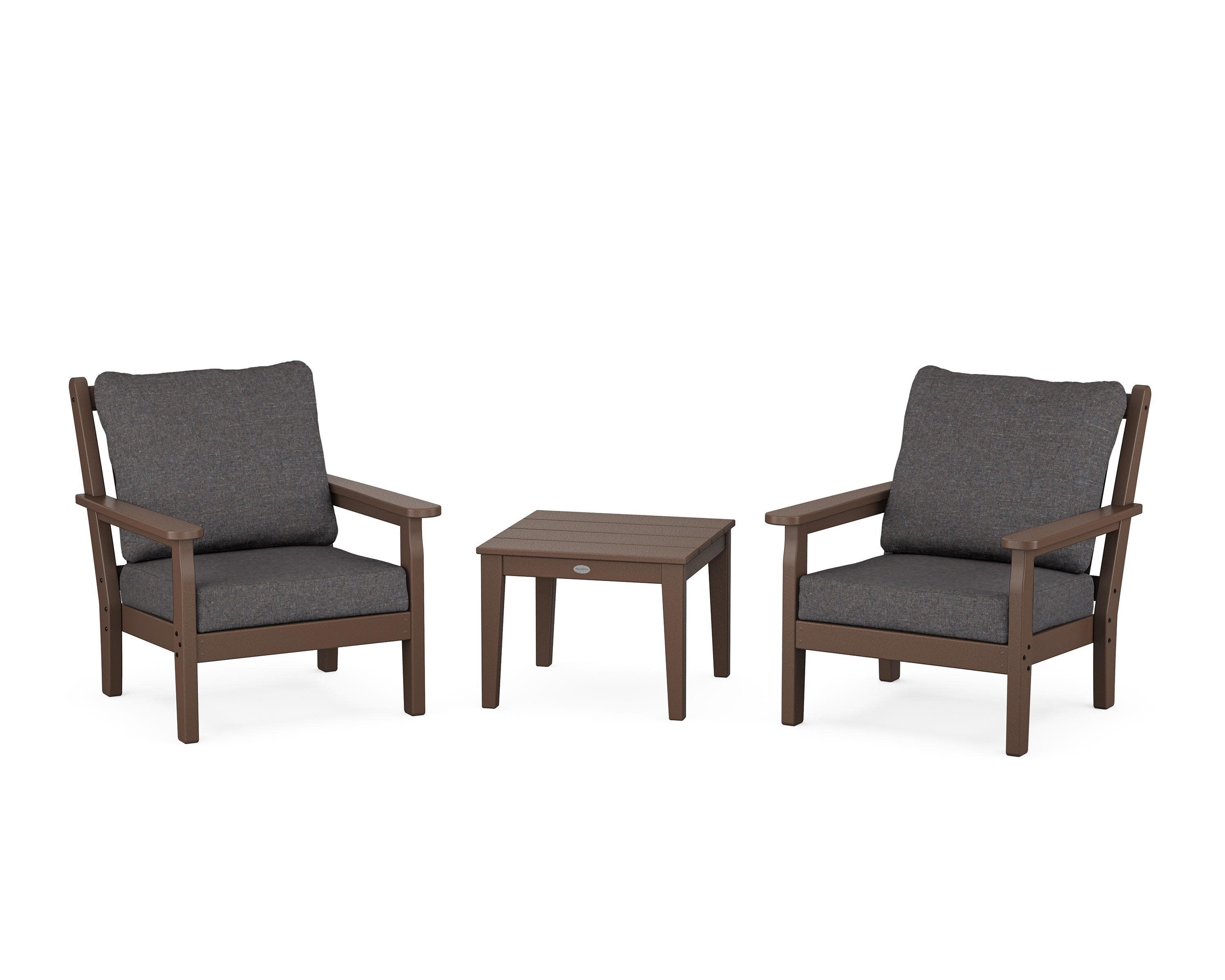 Chippendale 3-Piece Deep Seating Set in Mahogany / Ash Charcoal