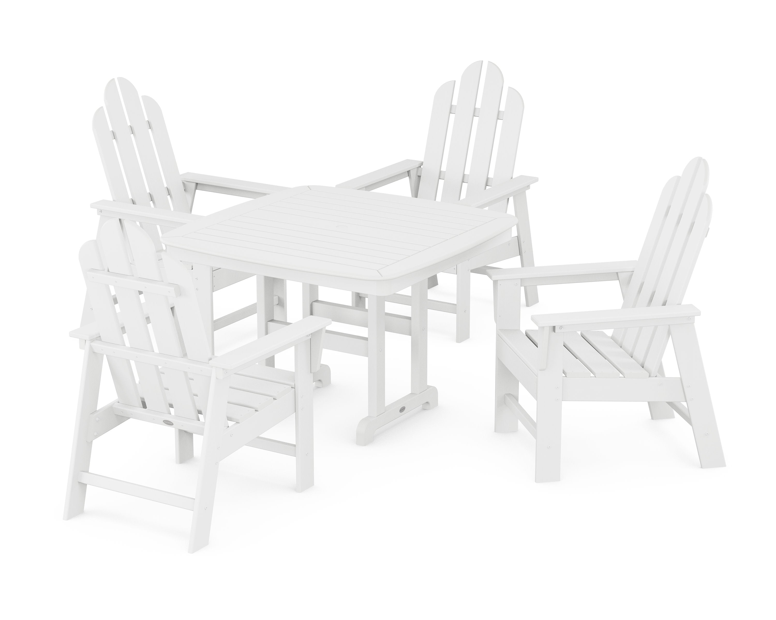 Long Island 5-Piece Dining Set with Trestle Legs in White