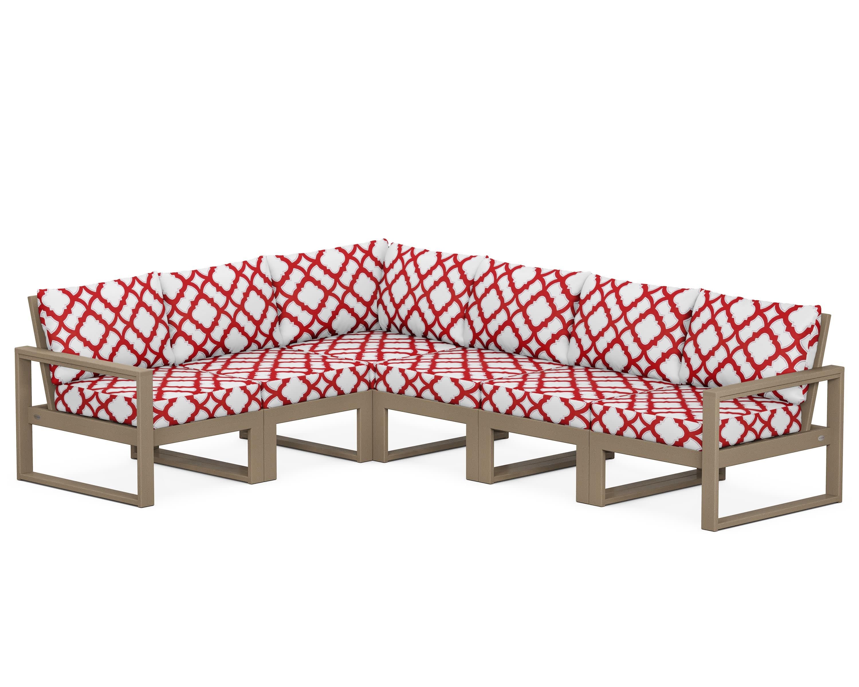 EDGE 6-Piece Modular Deep Seating Set in Vintage Sahara / Trellis Crimson