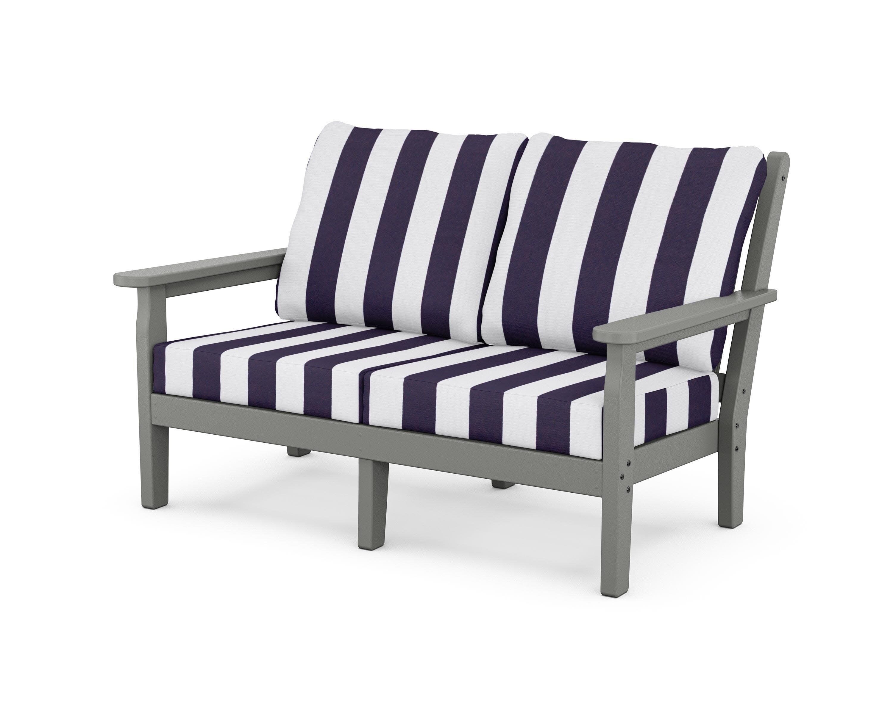 Chippendale Deep Seating Loveseat in Slate Grey / Cabana Stripe Navy