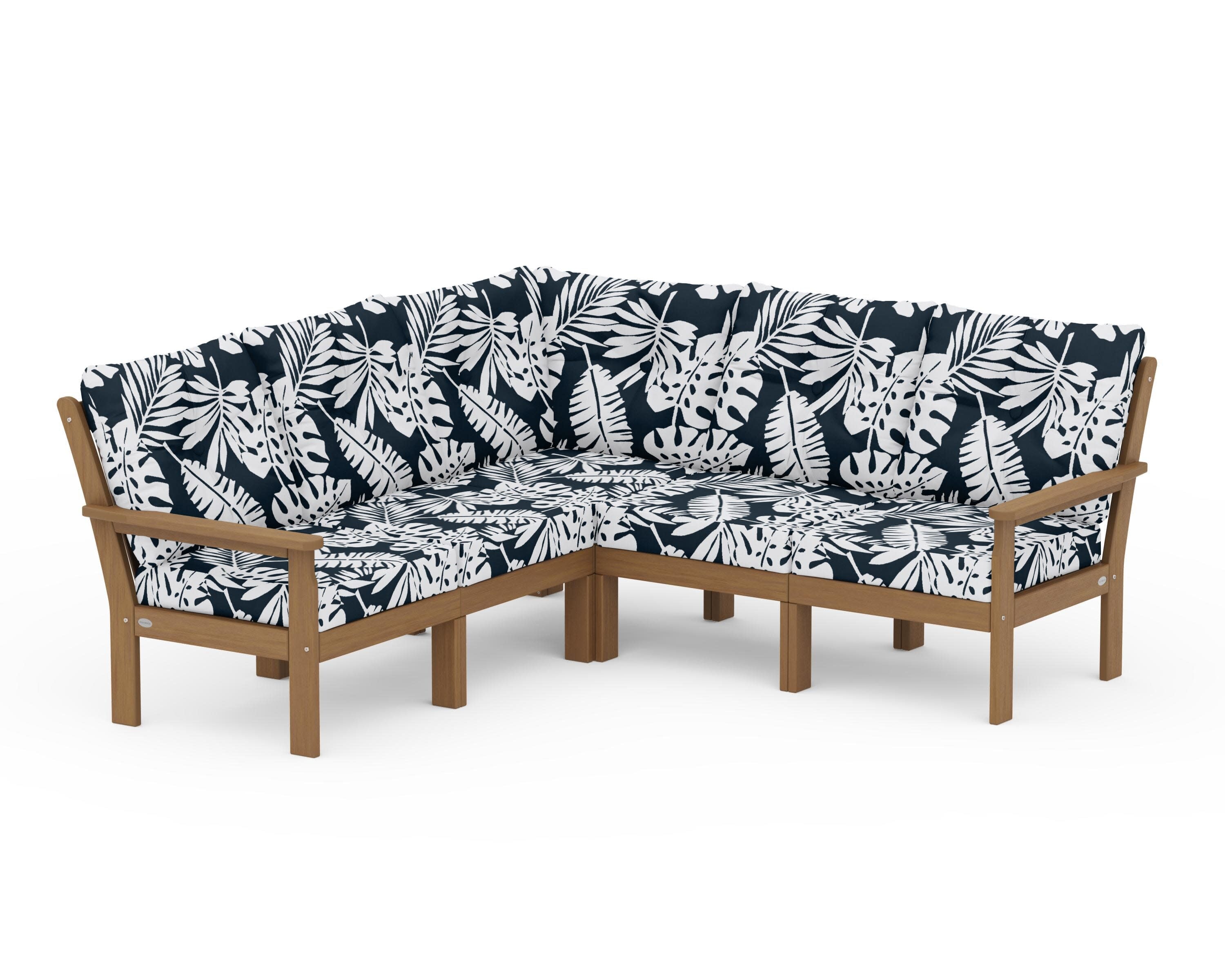 Vineyard 5-Piece Sectional in Natural / Leaf Marine Indigo