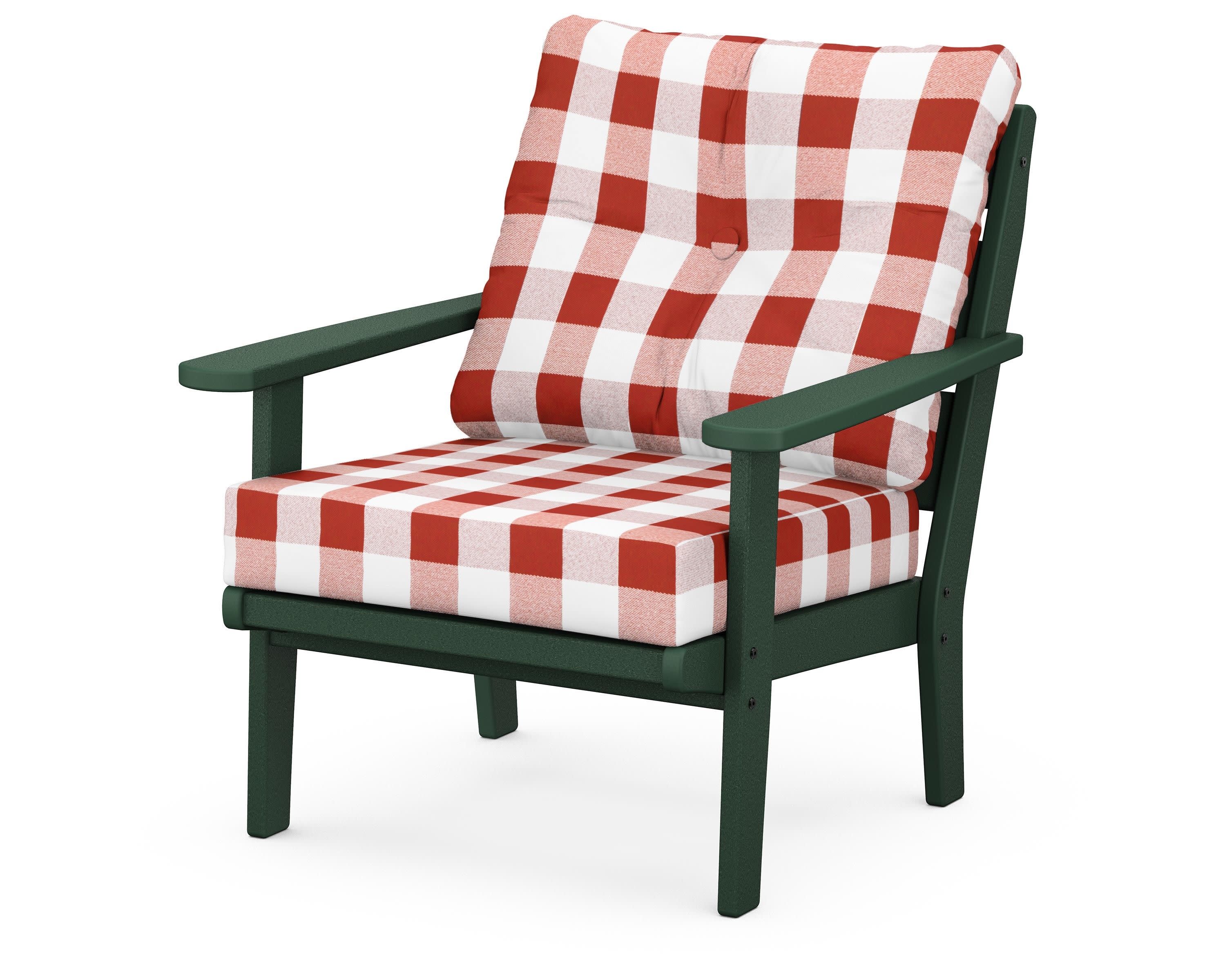 Lakeside Deep Seating Chair in Green / Buffalo Plaid Crimson