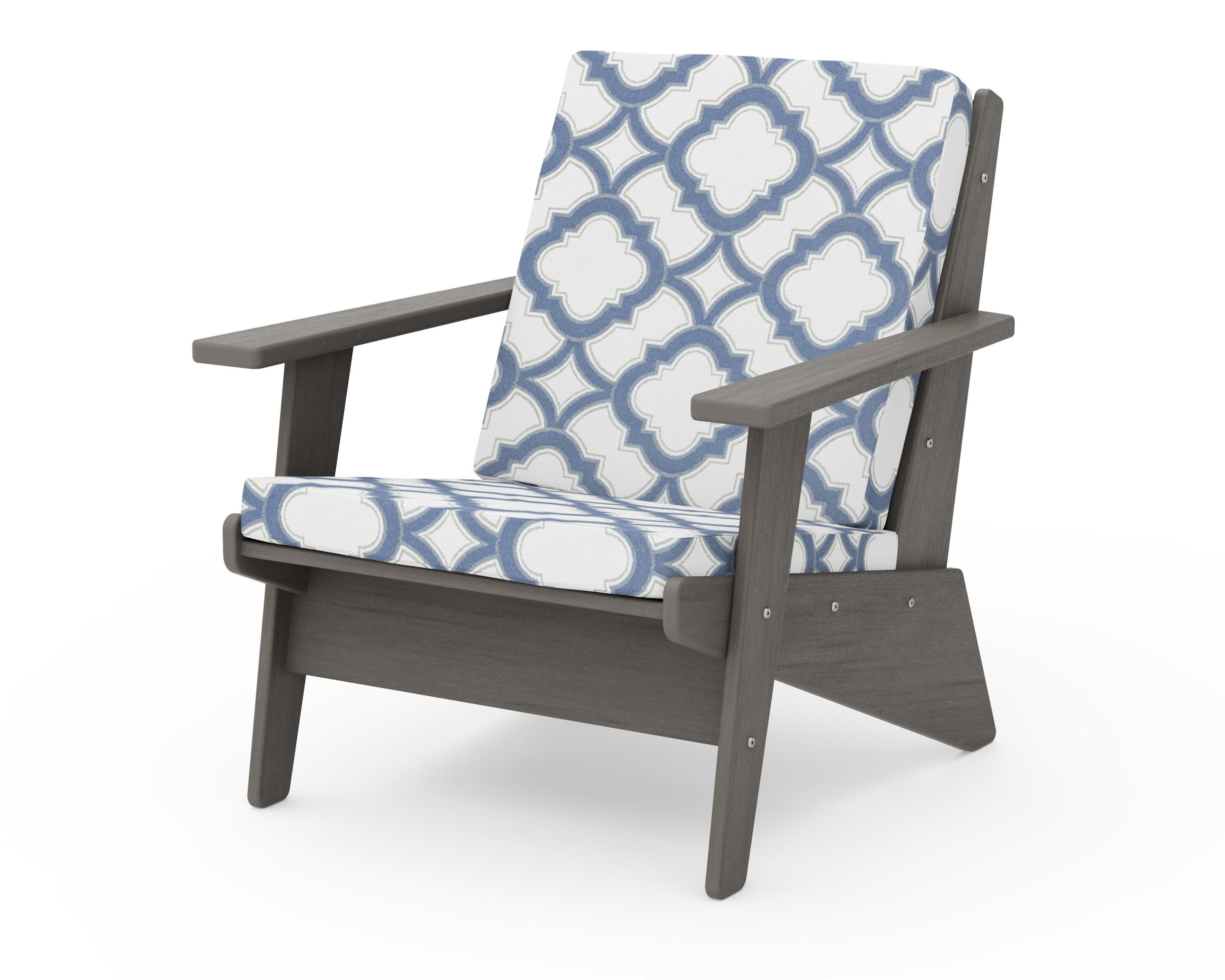 Riviera Modern Lounge Chair in Driftwood / Trellis Sky Blue