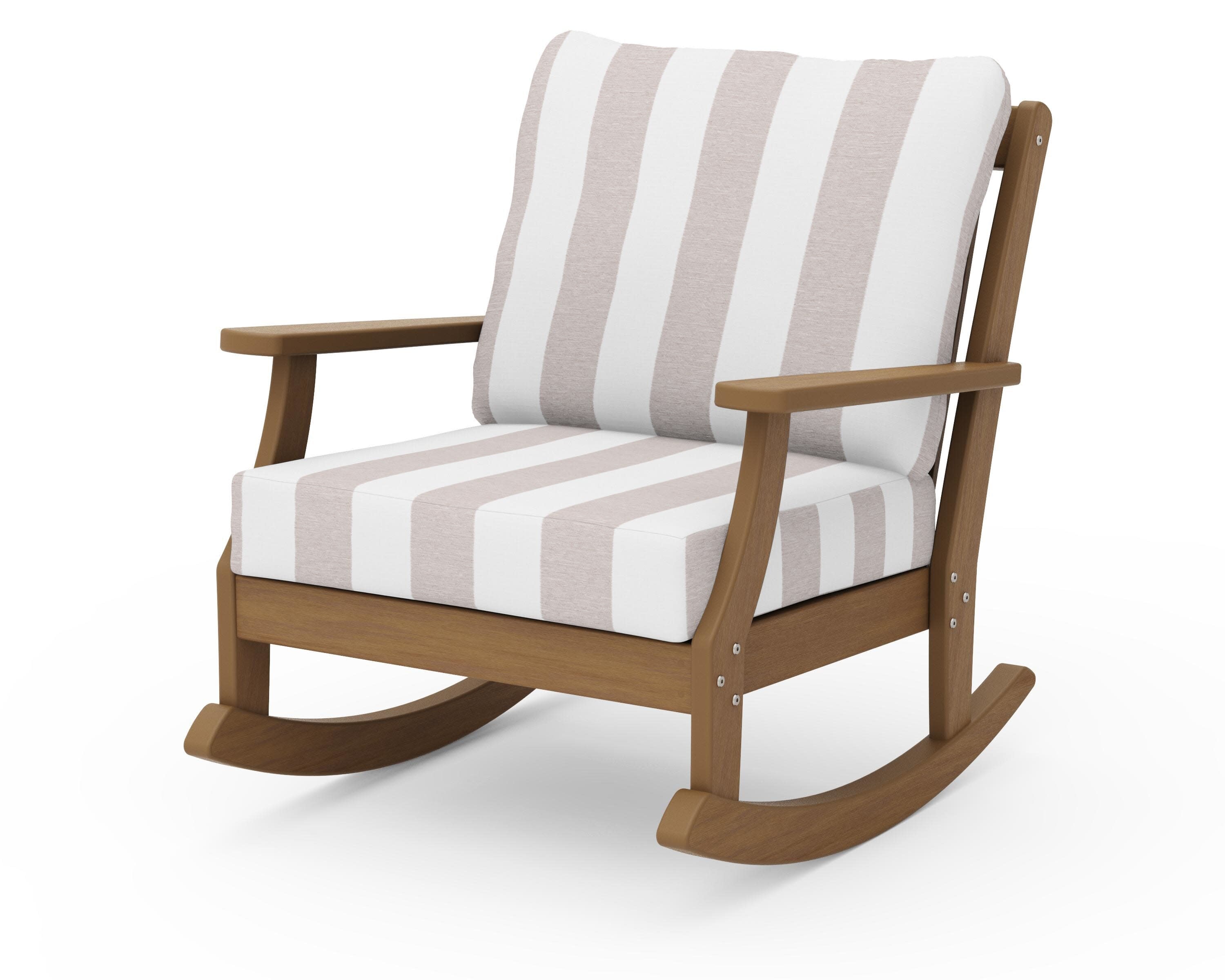 Braxton Deep Seating Rocking Chair in Natural / Cabana Stripe Dune Burlap