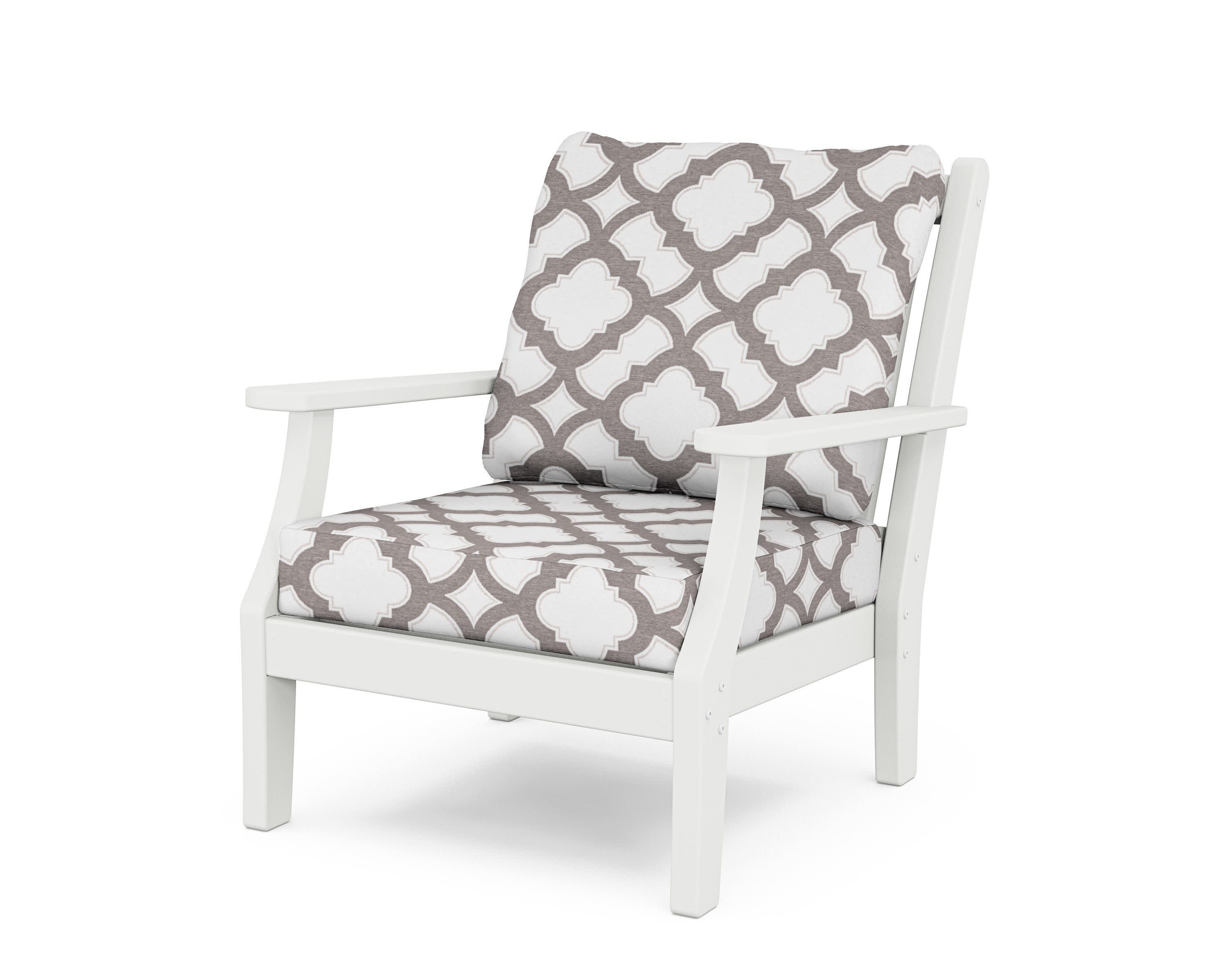 Wovendale Deep Seating Chair in White / Trellis Grey Mist