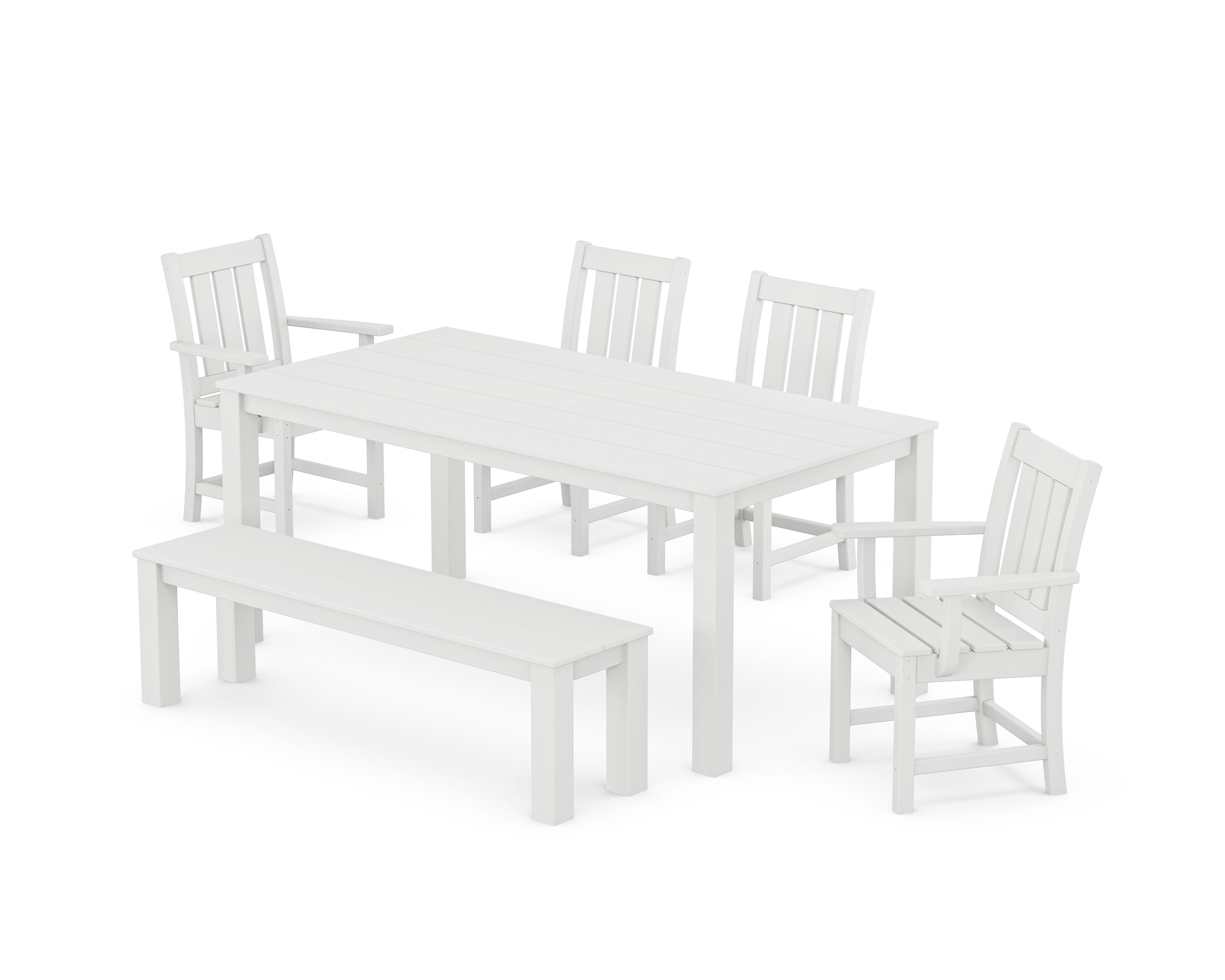Oxford 6-Piece Parsons Dining Set with Bench in White