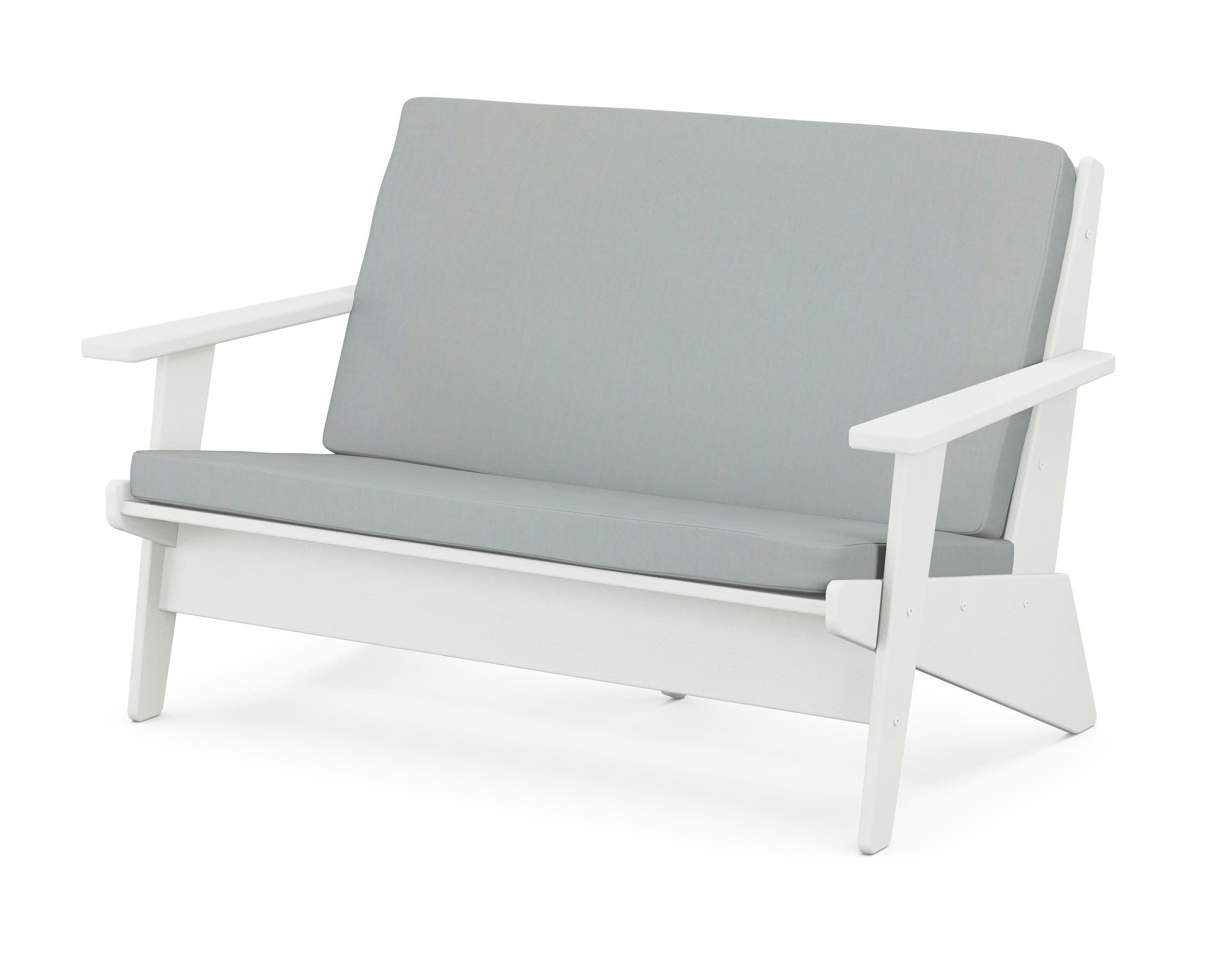 Riviera Modern Lounge Loveseat in Vintage White / Spa