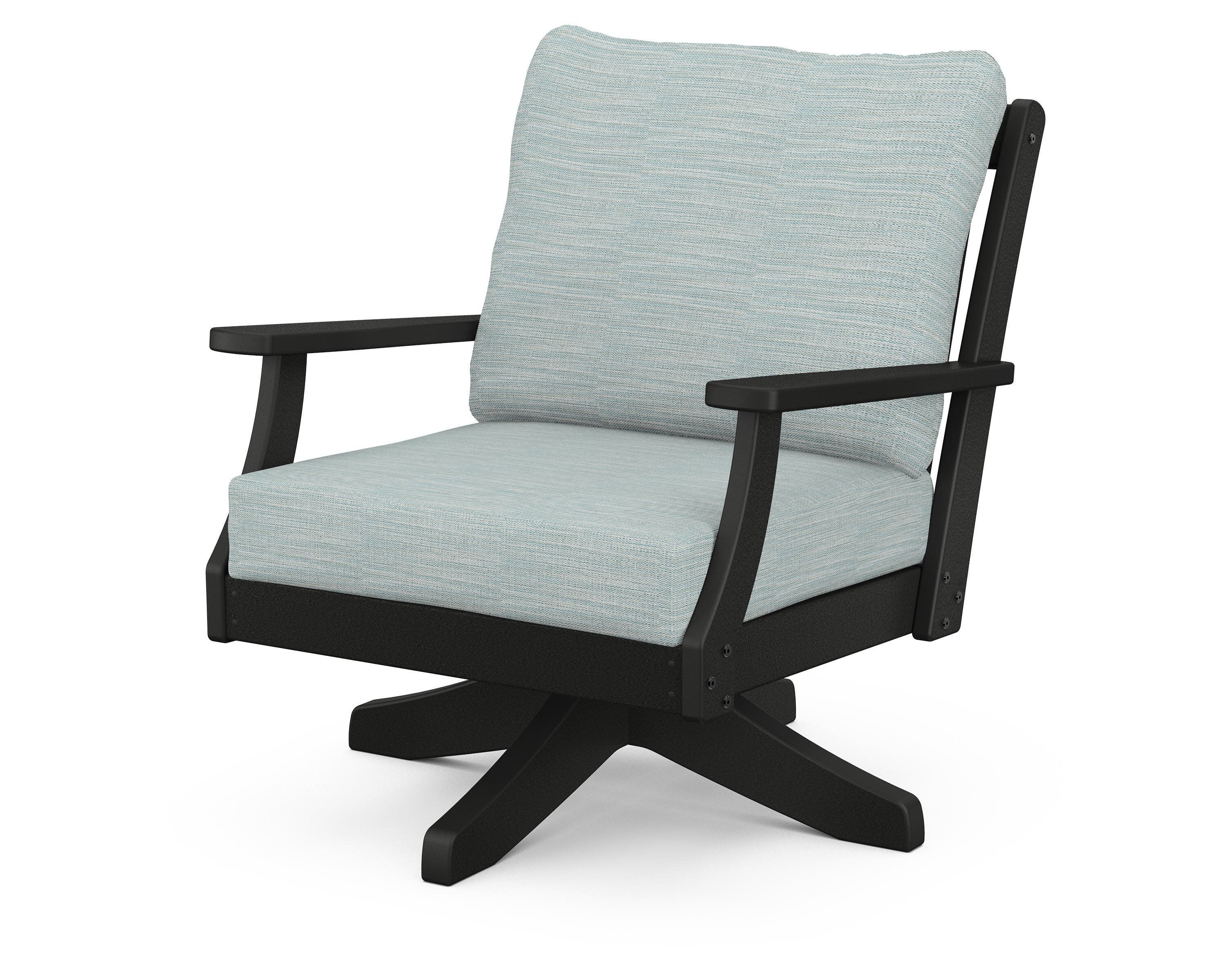 Braxton Deep Seating Swivel Chair in Black / Soothe Mist