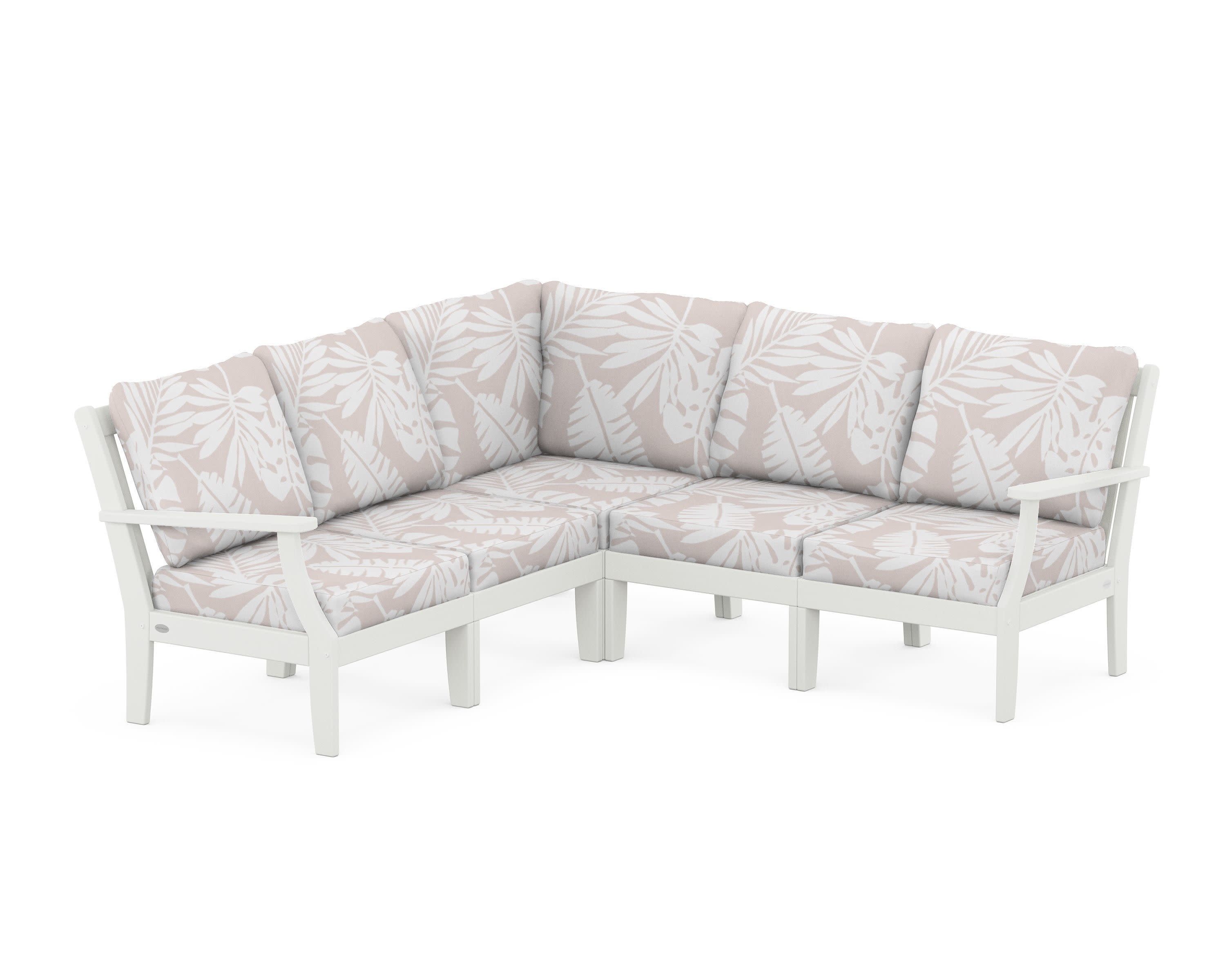 Braxton Modular 5-Piece Deep Seating Set in Vintage White / Leaf Dune Burlap