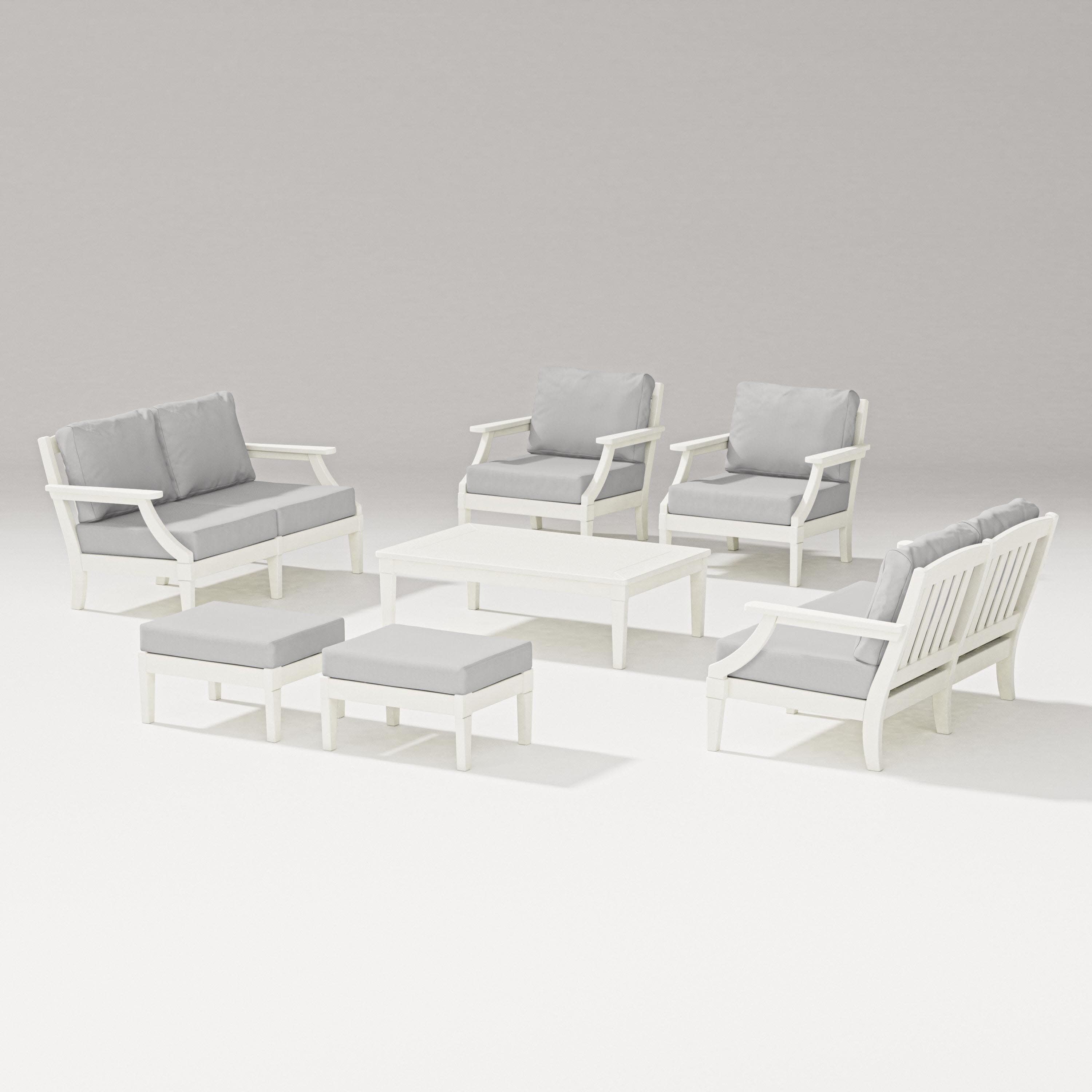 Estate 7-Piece Lounge Loveseat Set in Vintage White / Diamond in the Rough