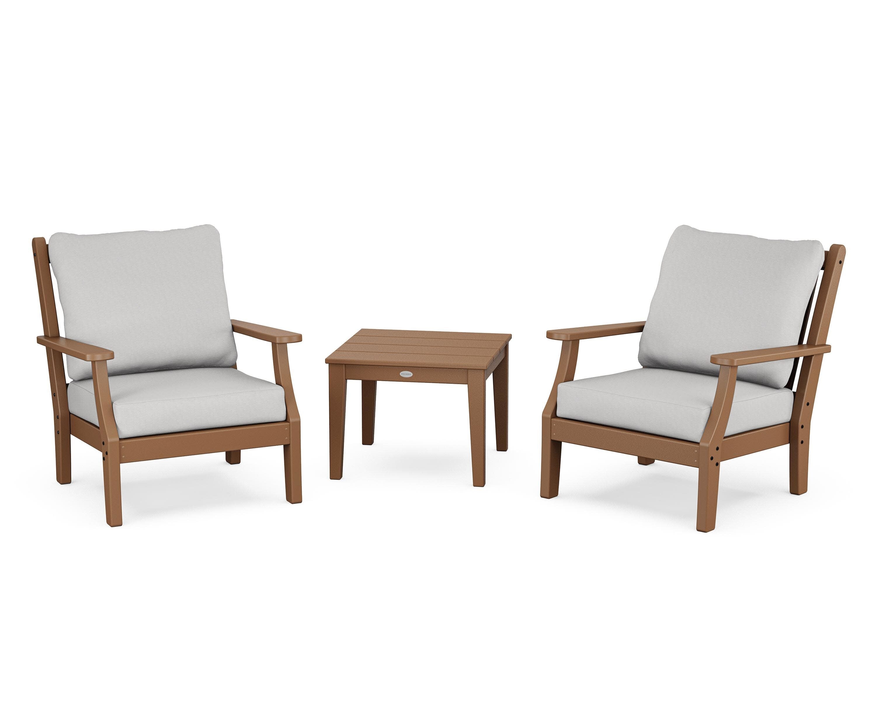 Wovendale 3-Piece Deep Seating Set in Teak / Diamond in the Rough