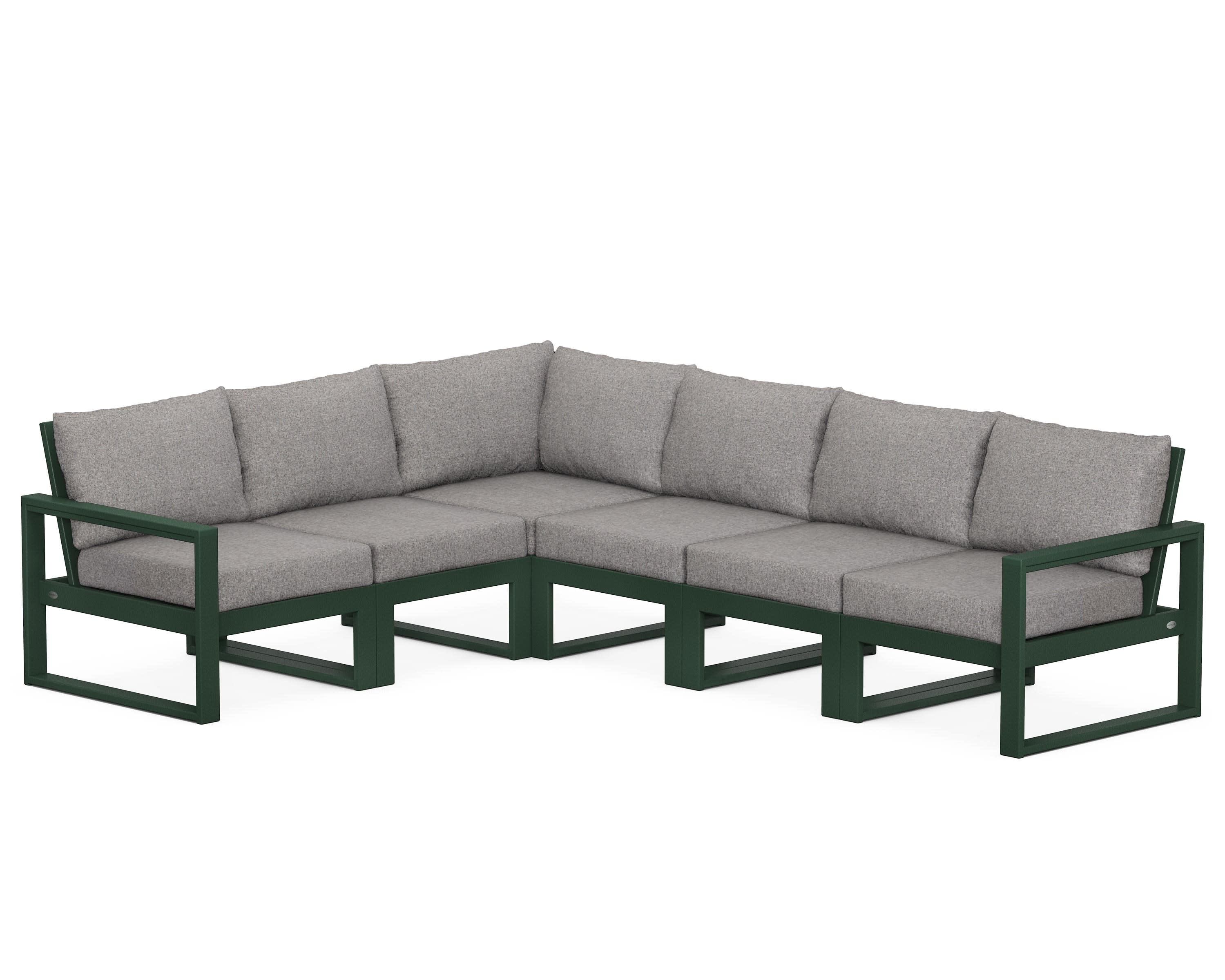 EDGE 6-Piece Modular Deep Seating Set in Green / Grey Mist