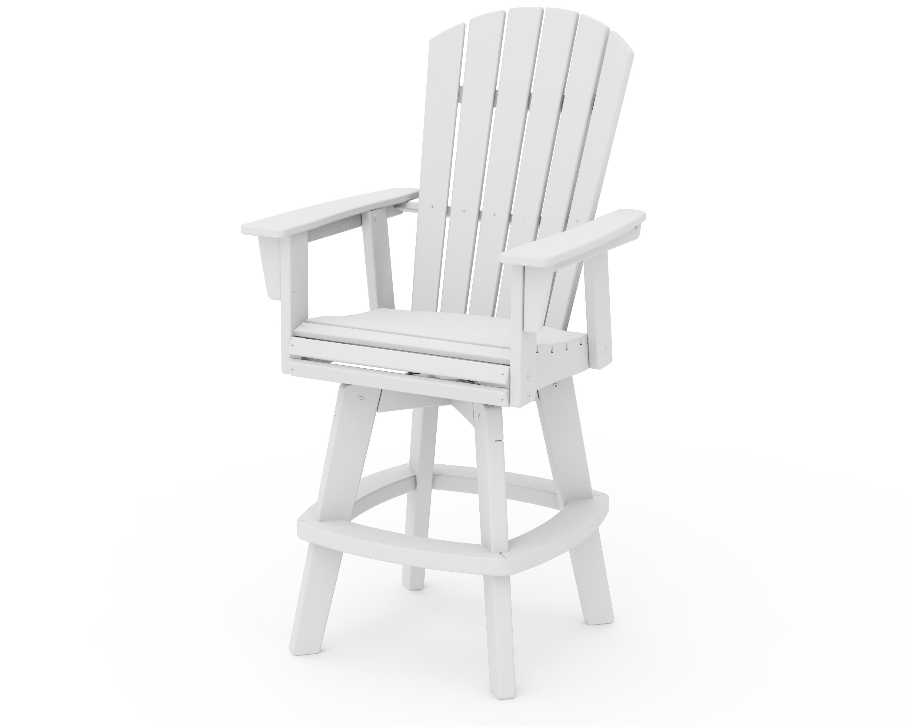 Nautical Curveback Adirondack Swivel Bar Chair in White