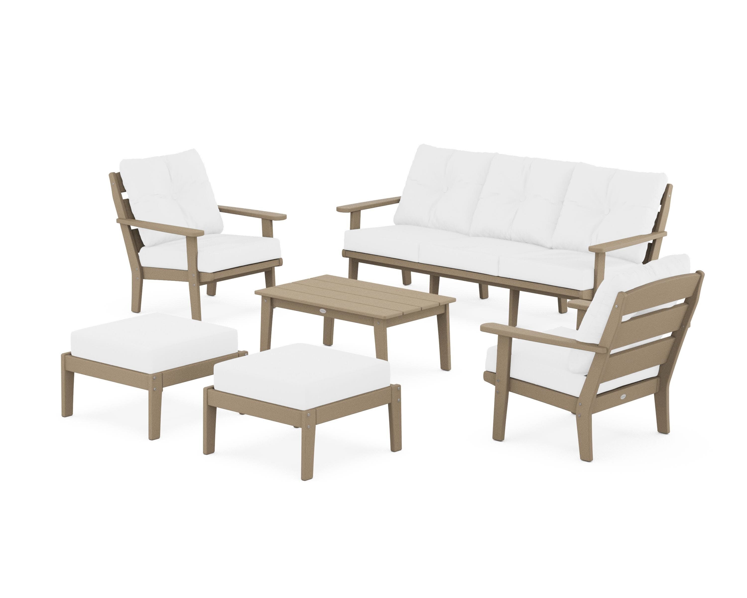 Lakeside 6-Piece Lounge Sofa Set in Vintage Sahara / Natural