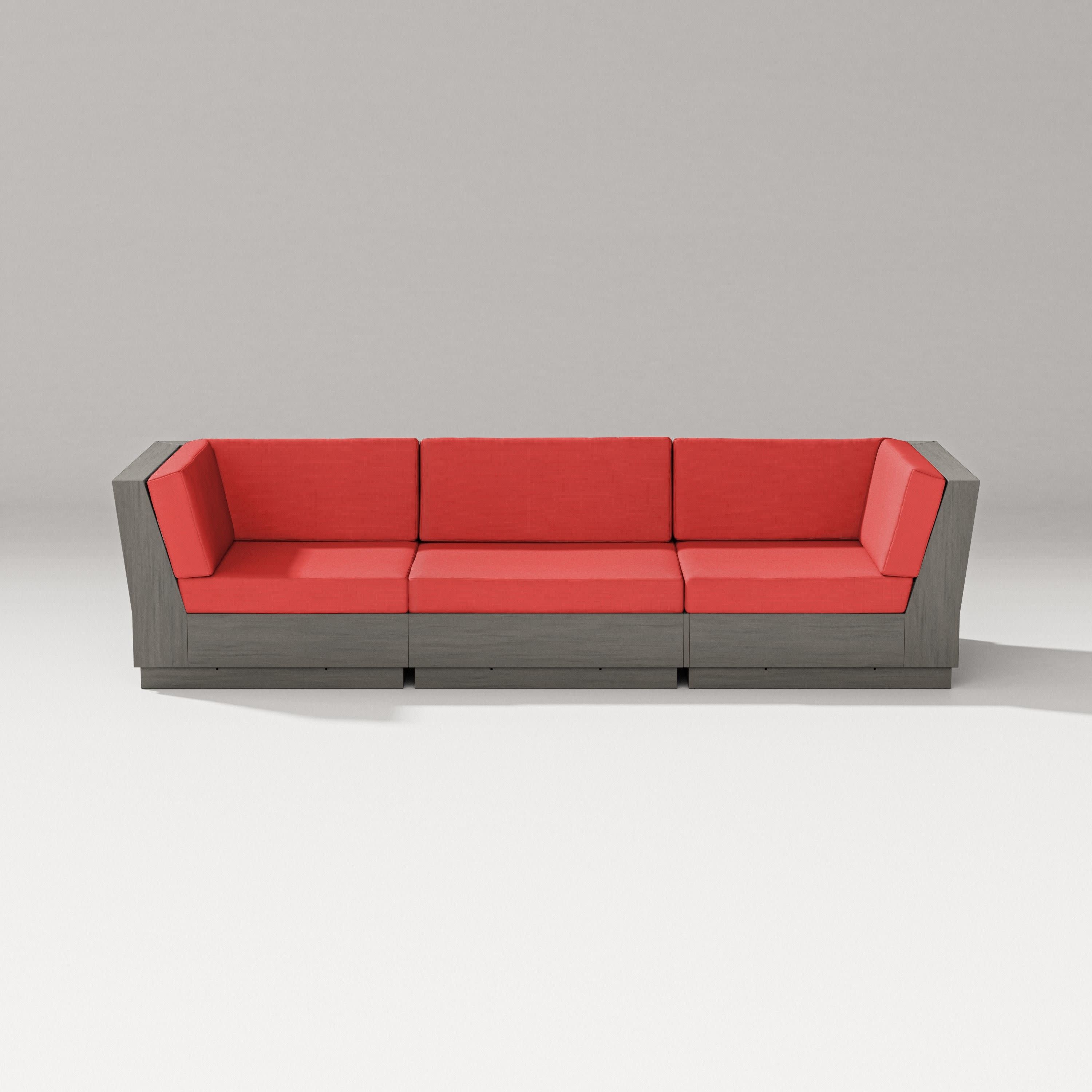 Elevate Sofa Sectional in Driftwood / Crimson Linen