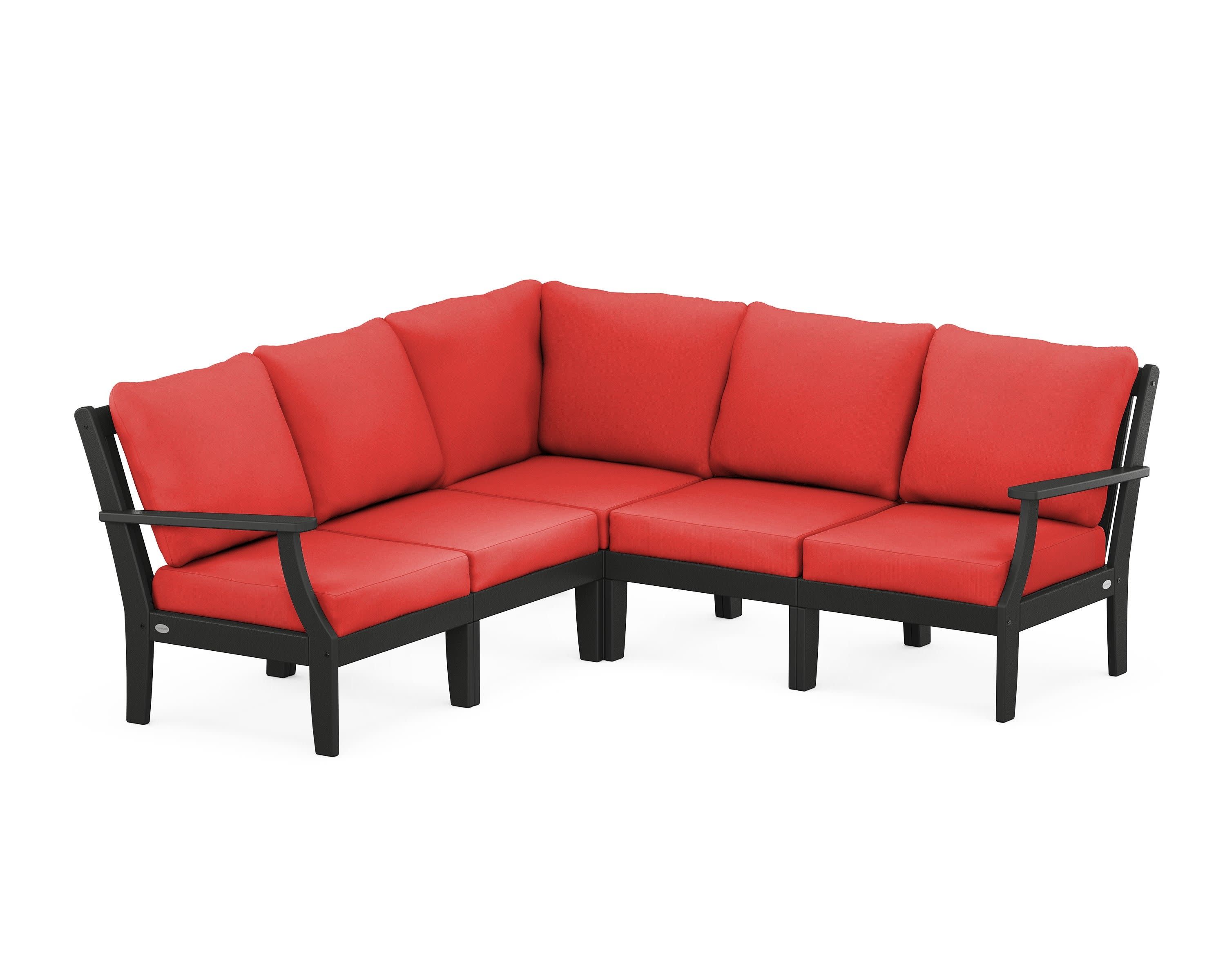 Braxton Modular 5-Piece Deep Seating Set in Black / Crimson Linen