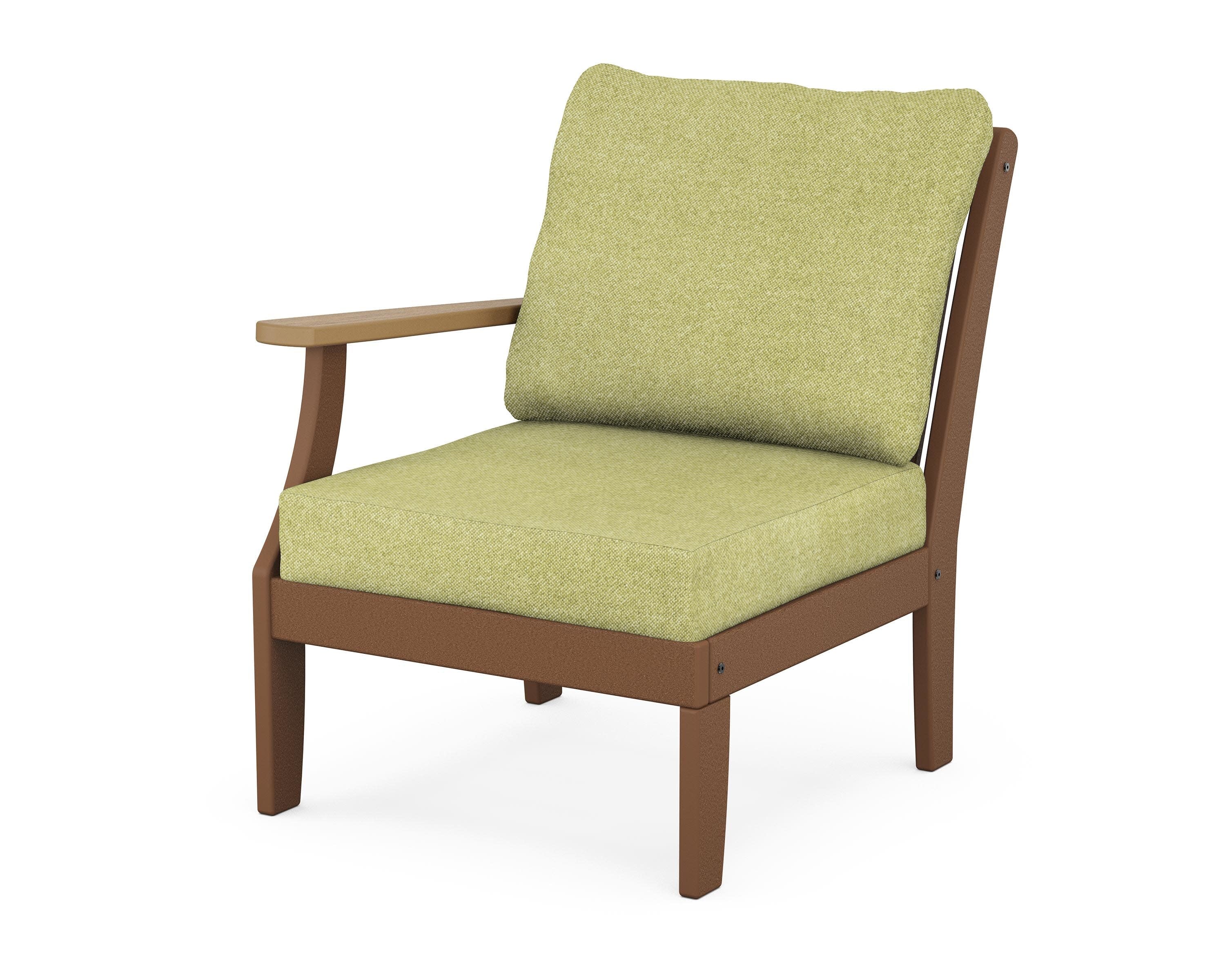 Braxton Modular Left Arm Chair in Teak / Natural / Chartreuse Boucle
