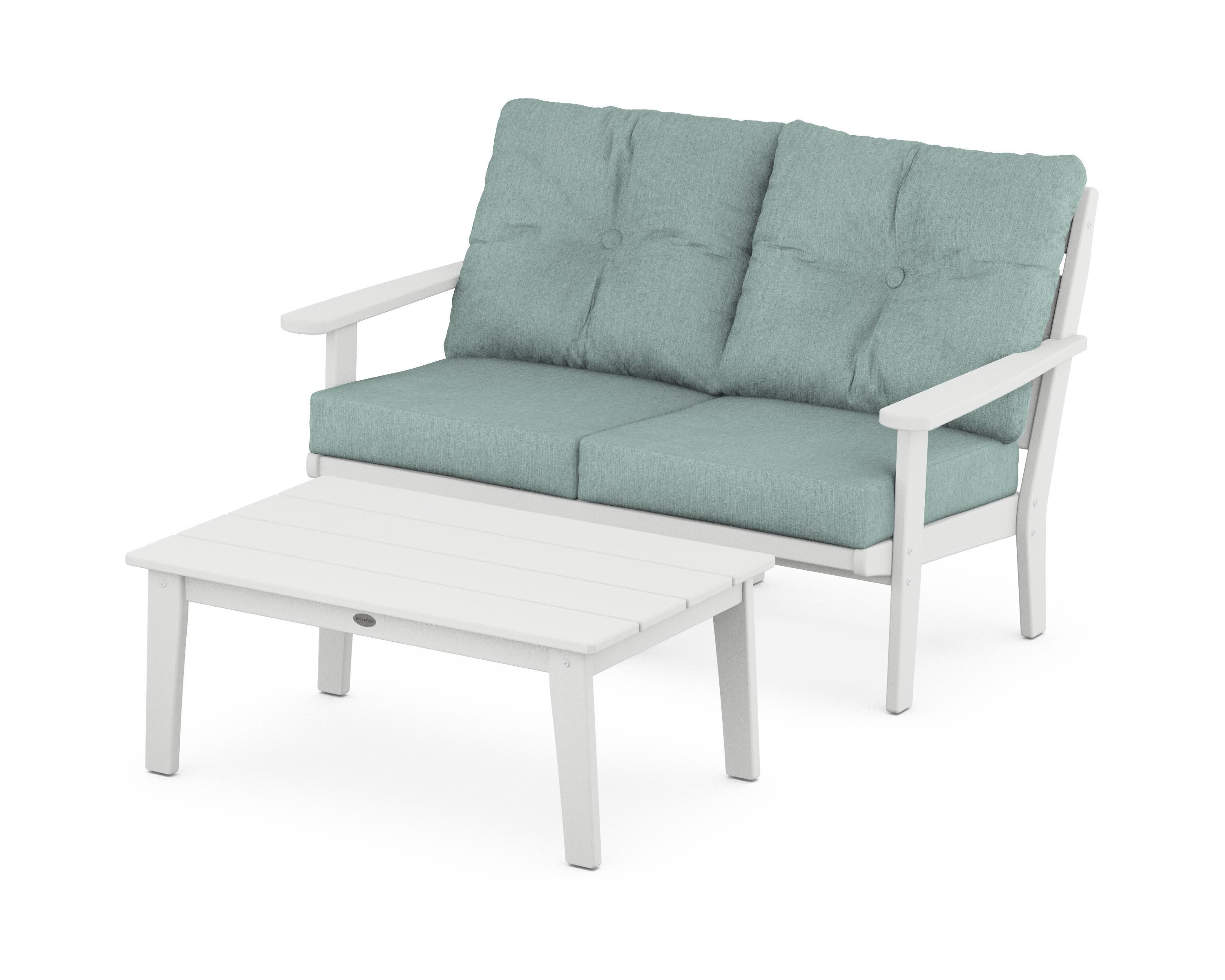 Lakeside 2-Piece Lounge Loveseat Set in White / Glacier Spa