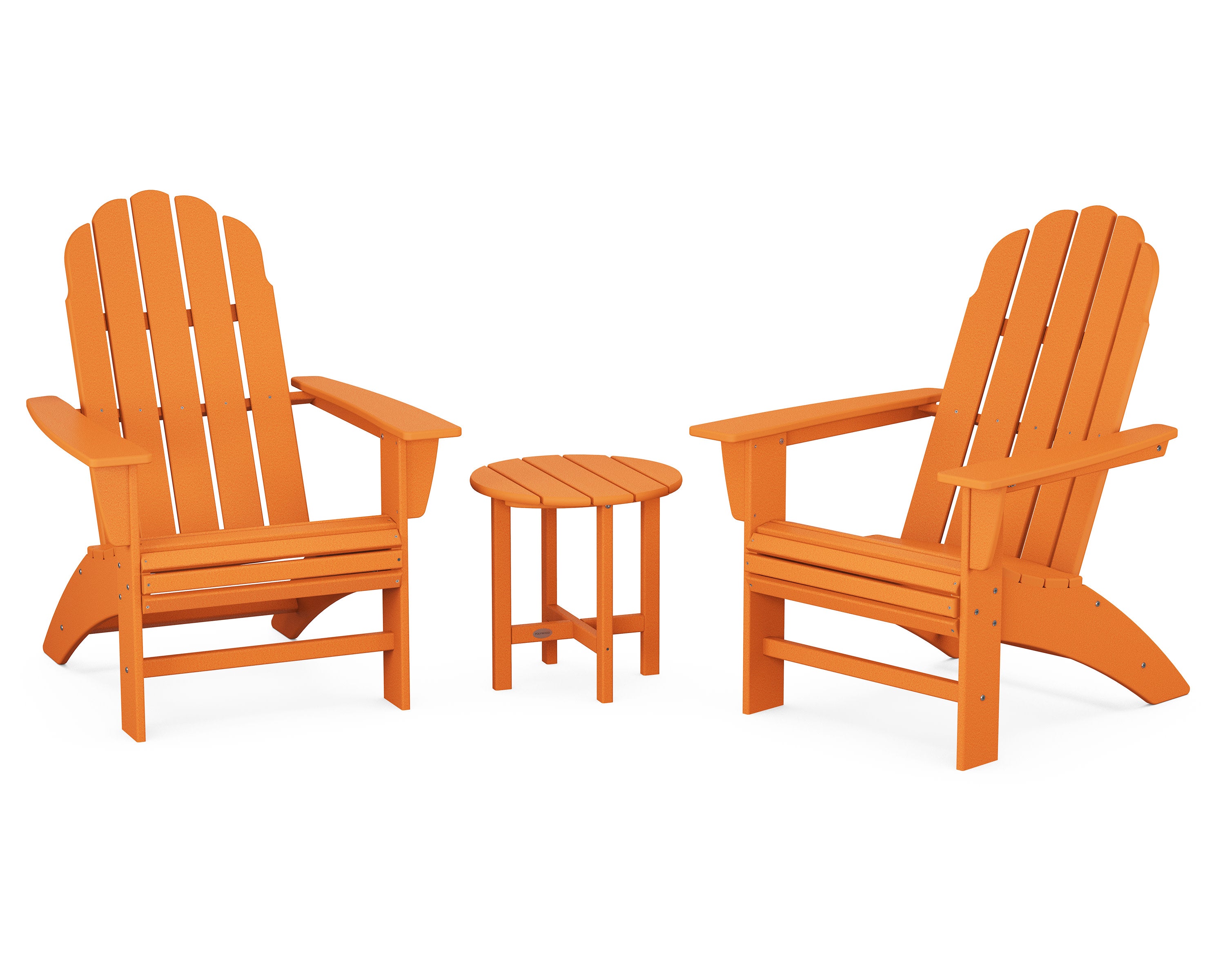 Vineyard 3-Piece Curveback Adirondack Set in Tangerine