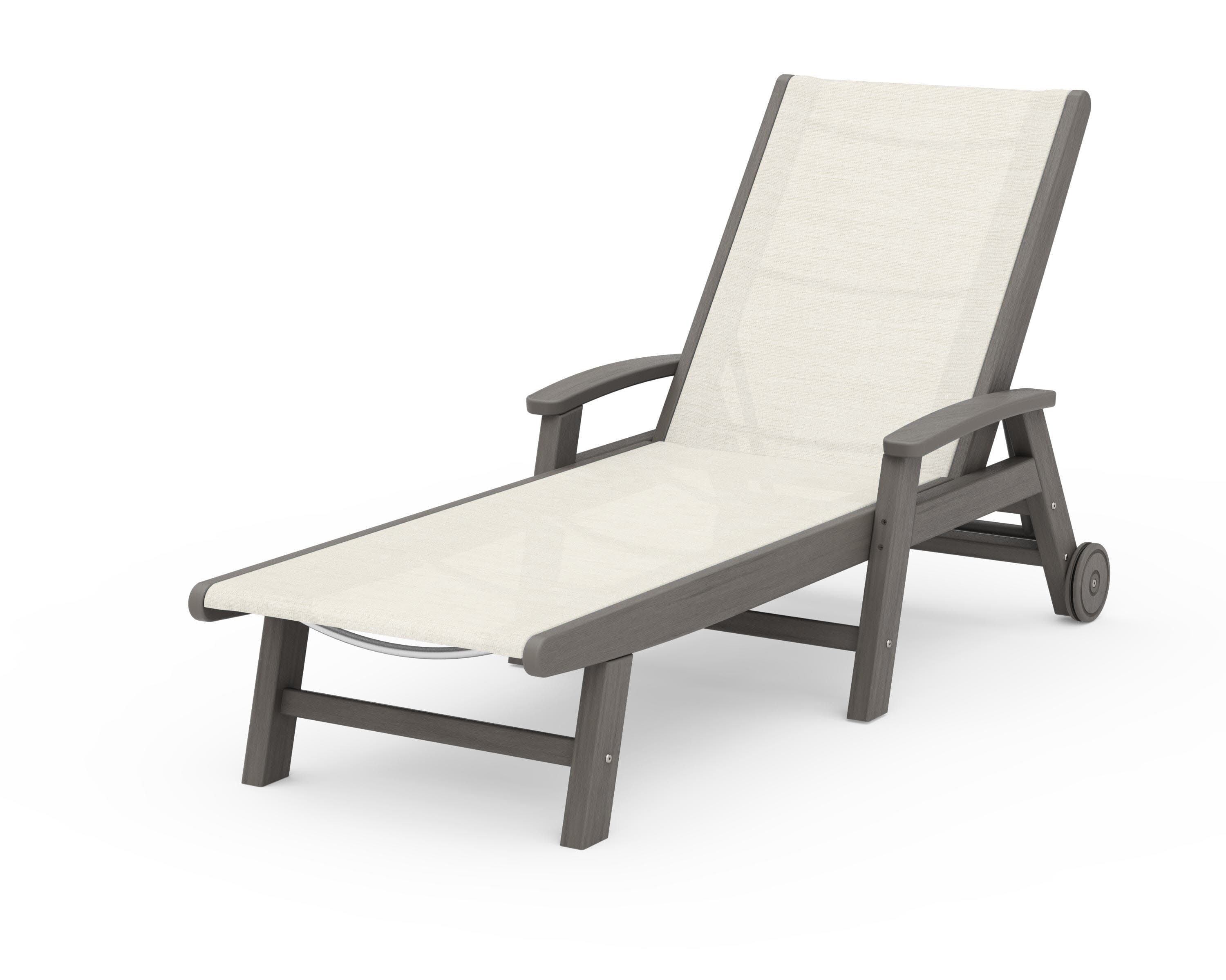 Coastal Chaise with Wheels in Driftwood / Parchment Sling