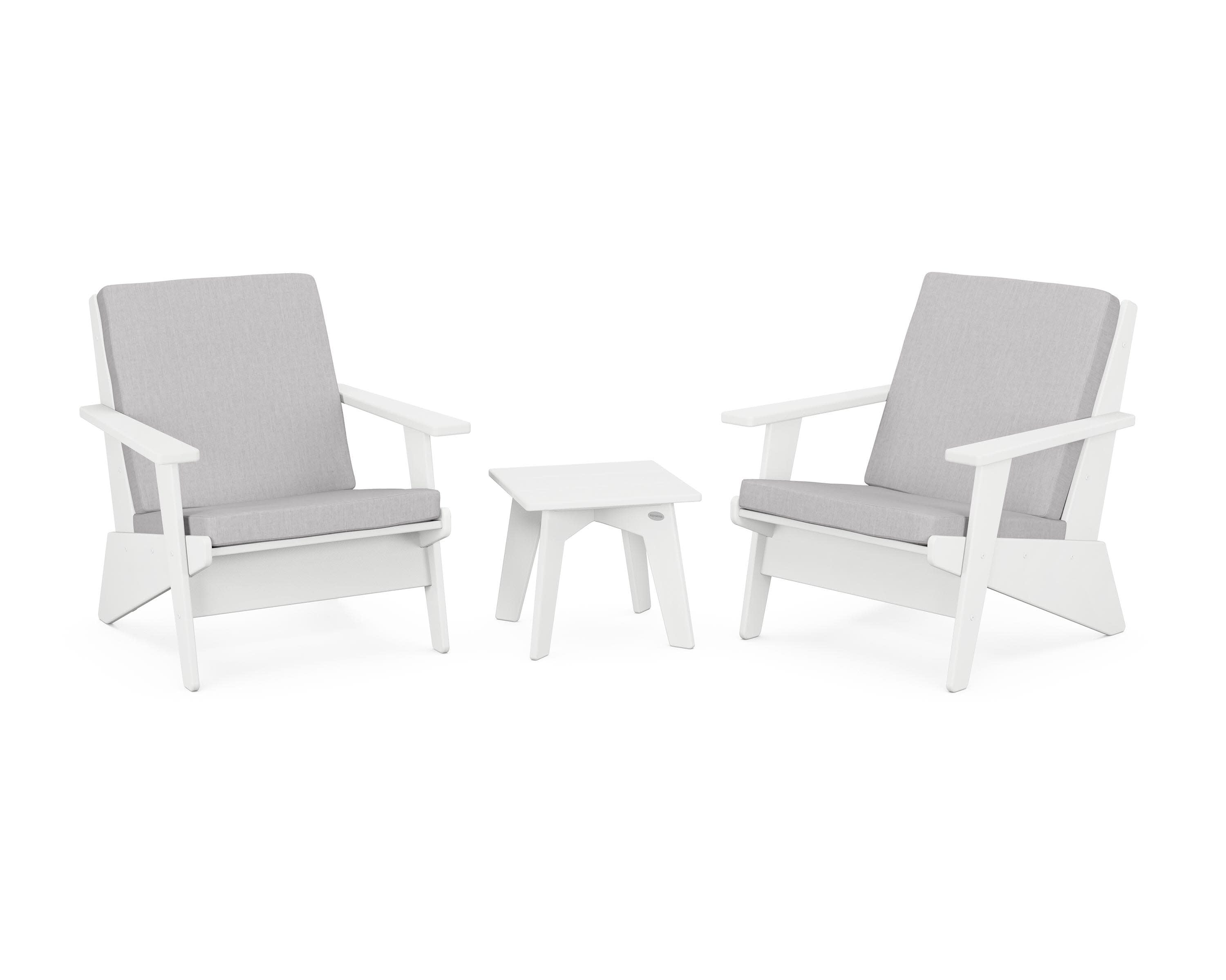 Riviera Modern Lounge 3-Piece Set in White / Granite