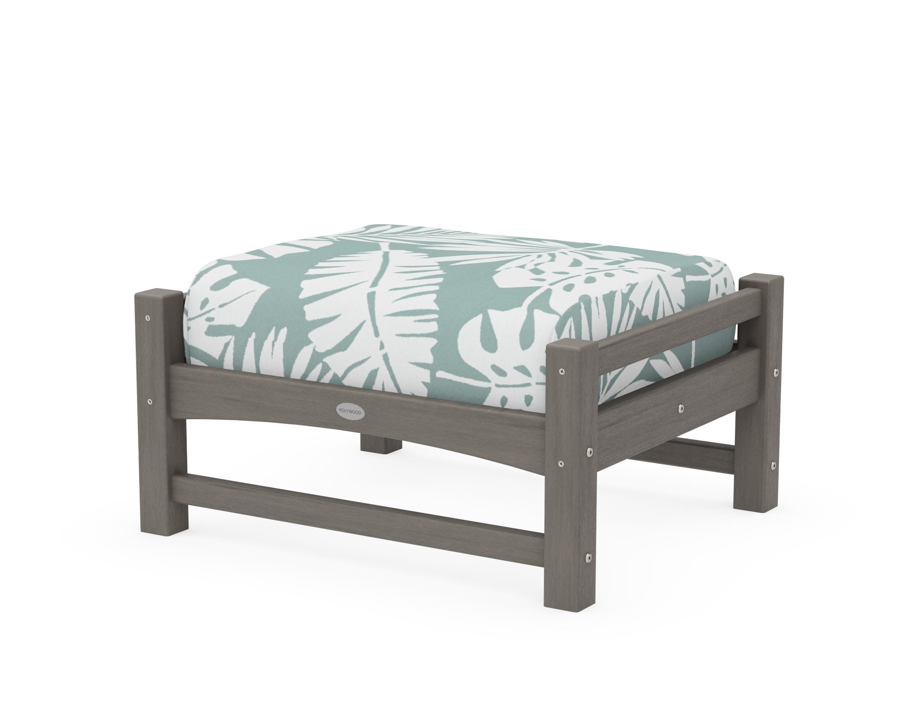 Club Ottoman in Driftwood / Leaf Glacier Spa