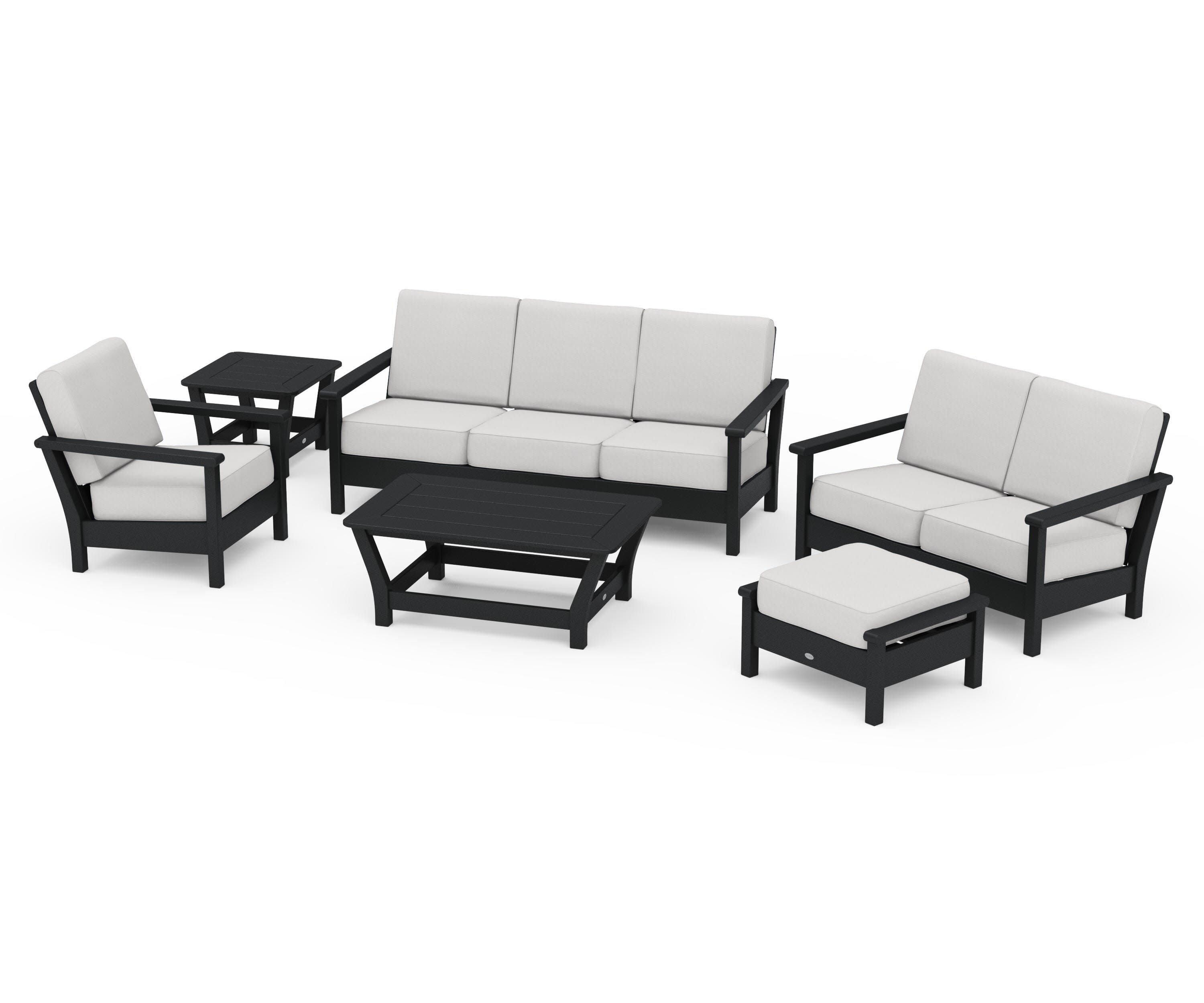 Harbour 6-Piece Outdoor Living Set in Black / Diamond in the Rough