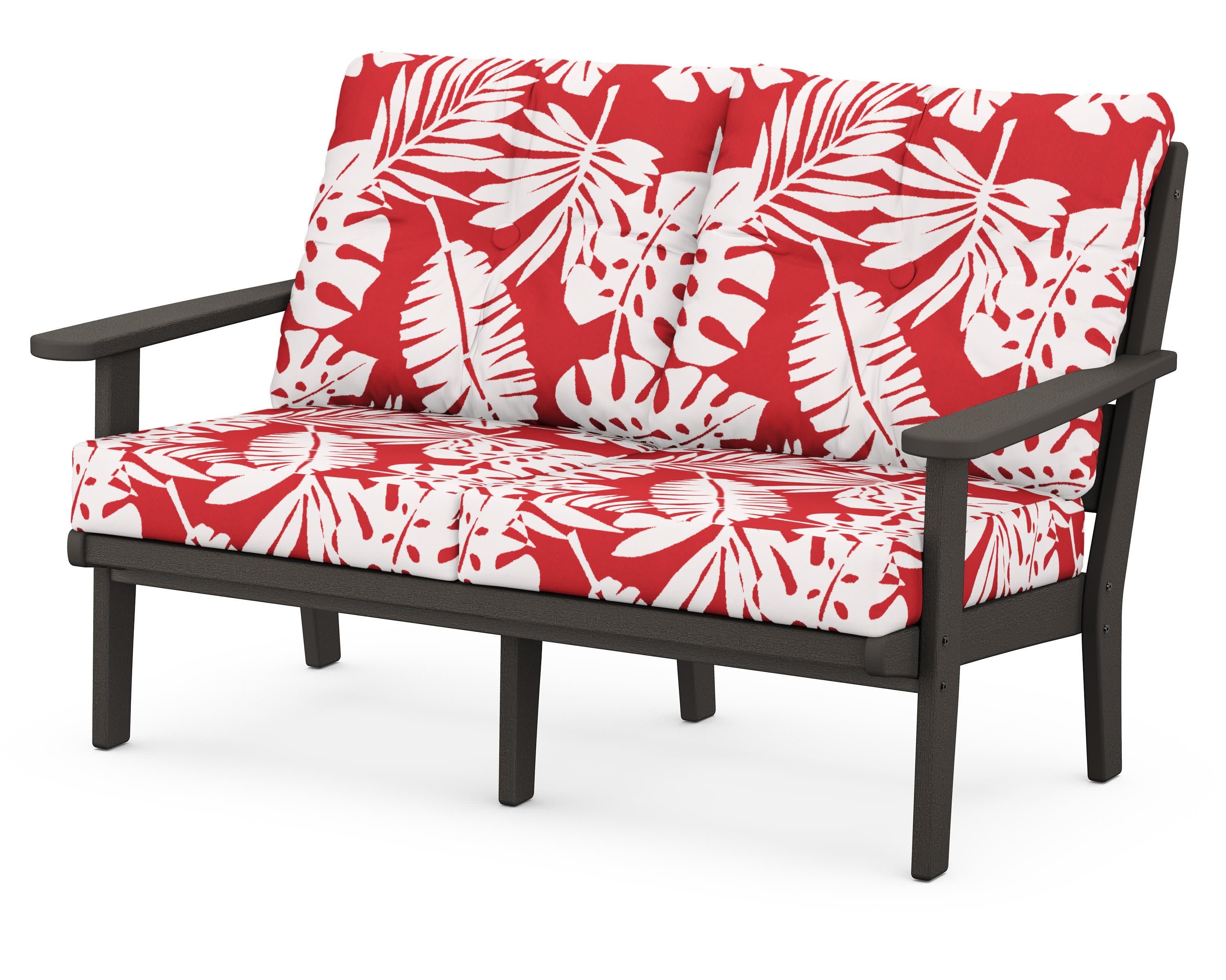 Lakeside Deep Seating Loveseat in Vintage Coffee / Leaf Crimson