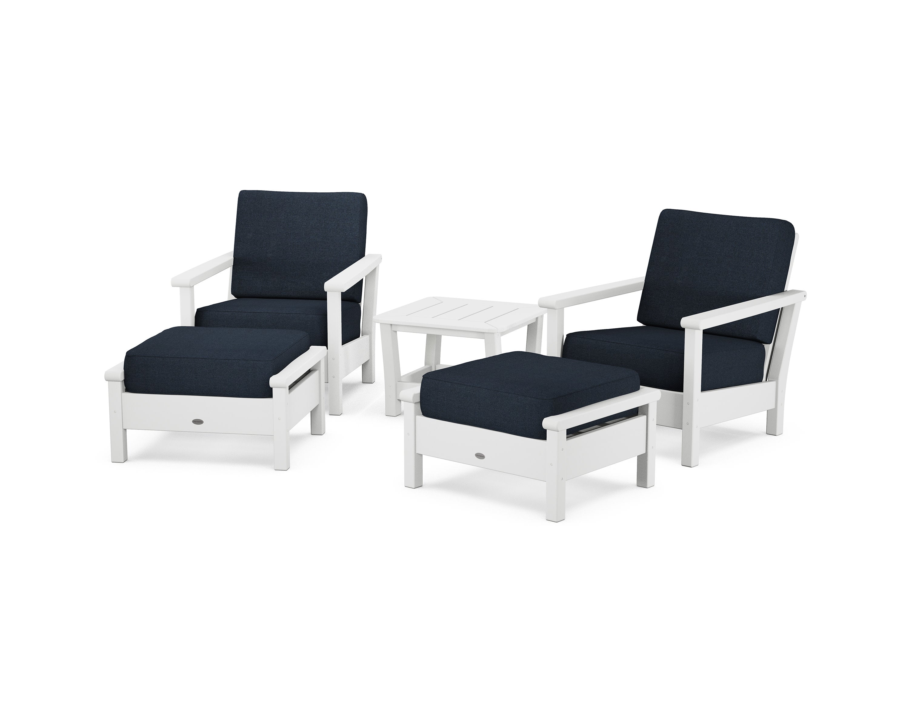 Harbour 5-Piece Deep Seating Chair Set in White / Marine Indigo