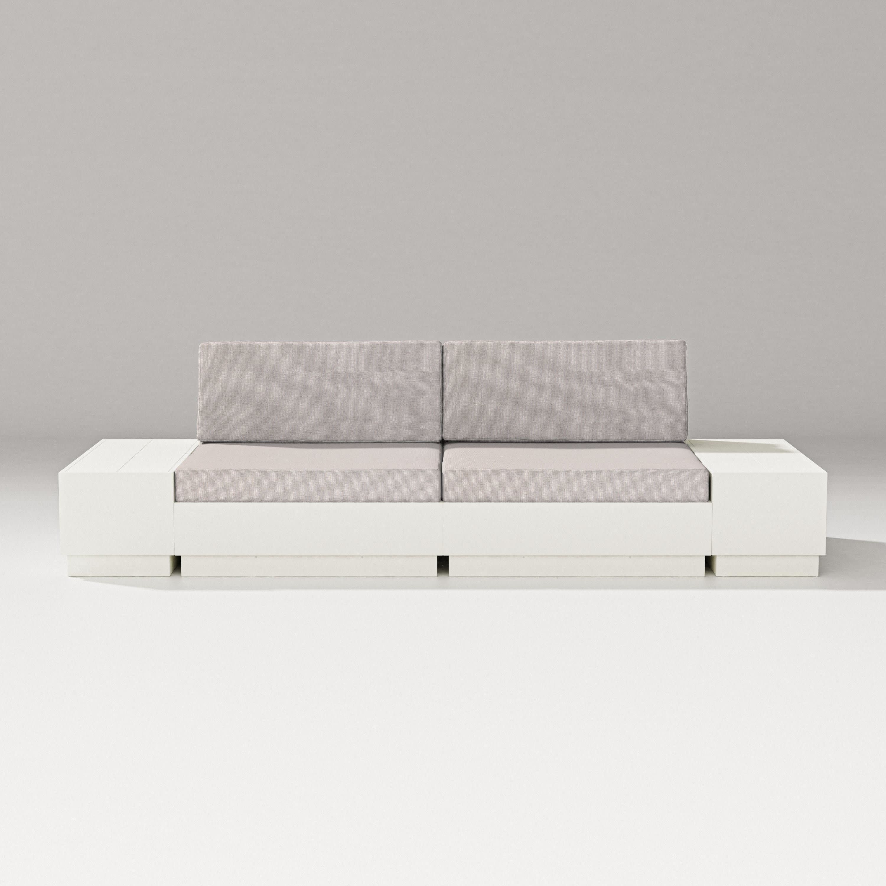 Elevate 4-Piece Loveseat Sectional in Vintage White / Dune Burlap