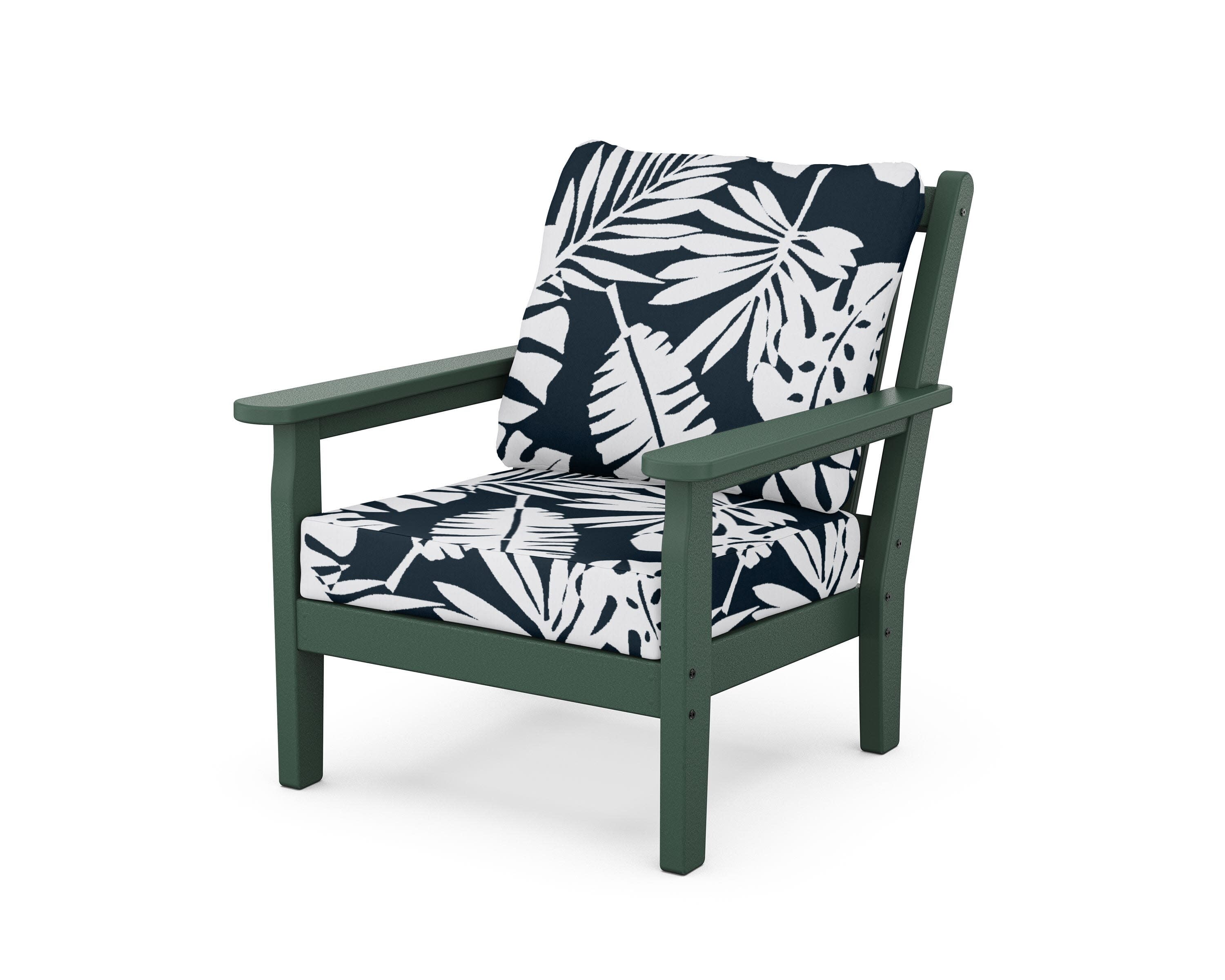 Chippendale Deep Seating Chair in Green / Leaf Marine Indigo