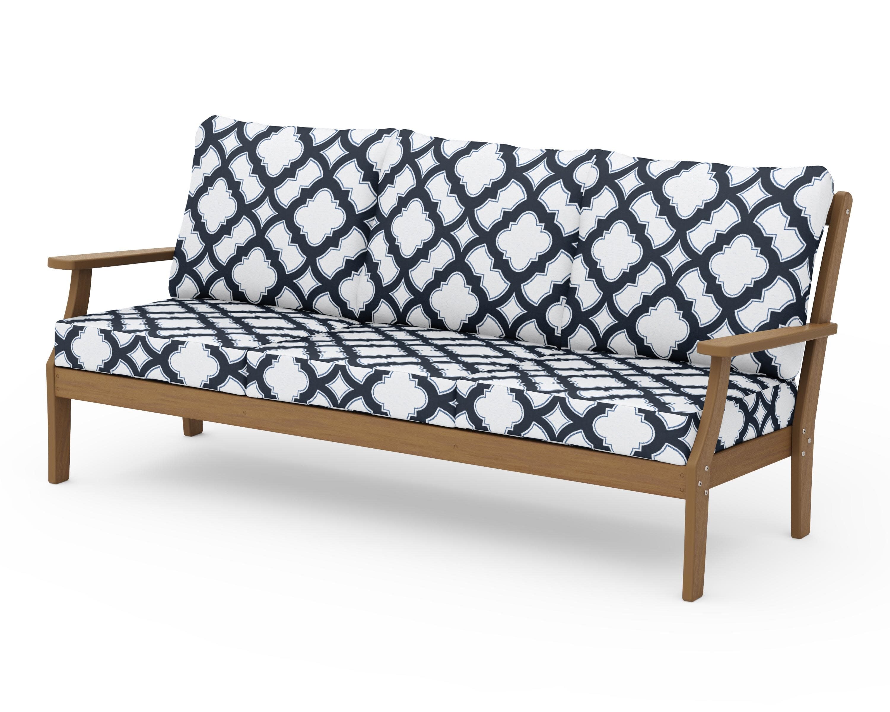 Braxton Deep Seating Sofa in Natural / Trellis Marine Indigo
