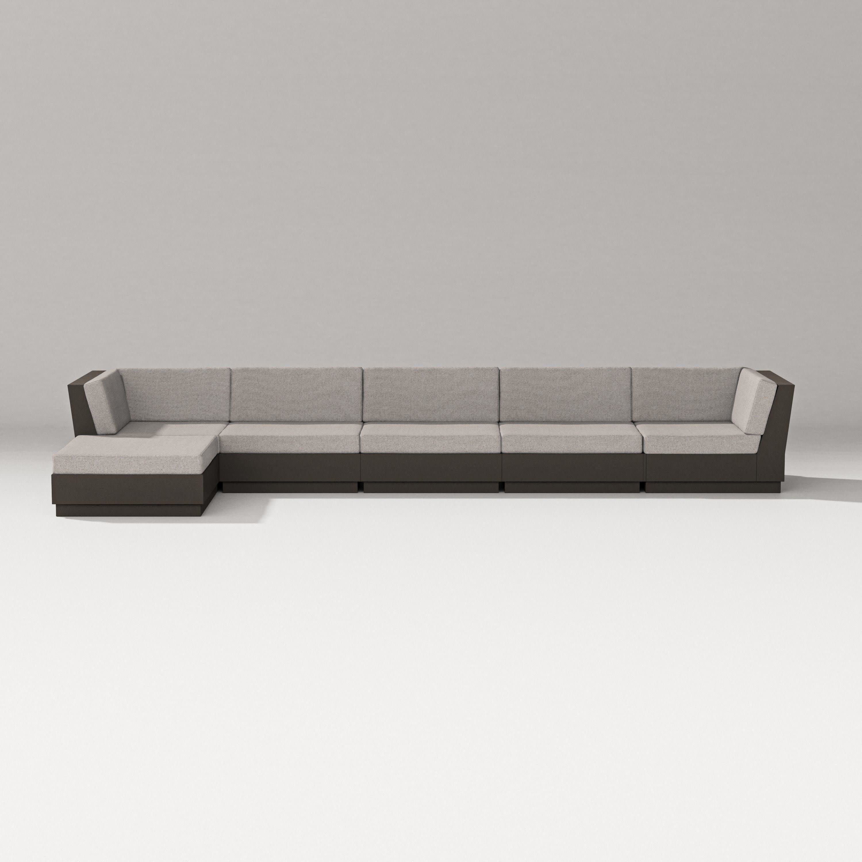 Elevate 6-Piece Chaise Sectional in Vintage Coffee / Weathered Tweed