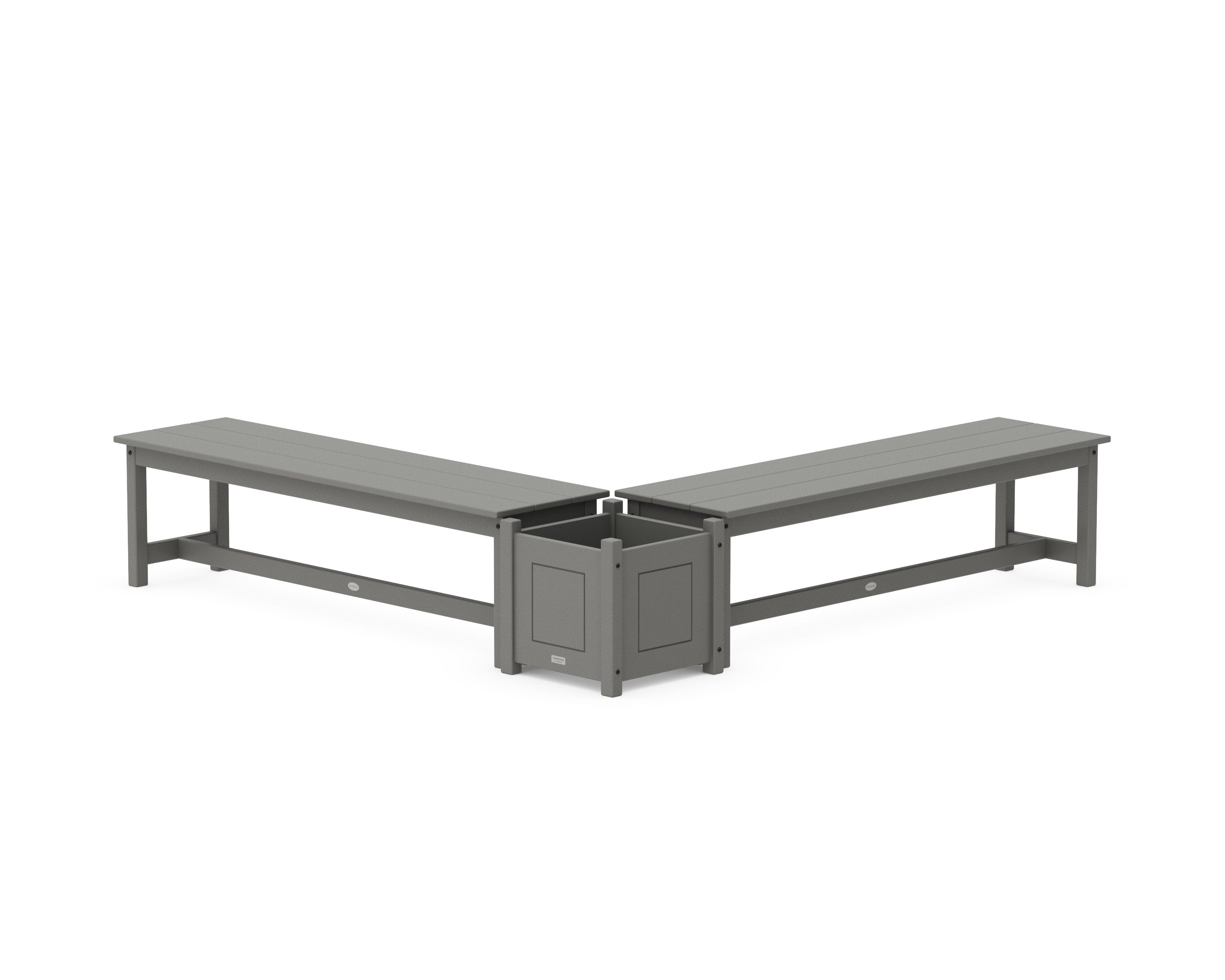 60" Country Living L- Shaped Planter Bench Set in Slate Grey