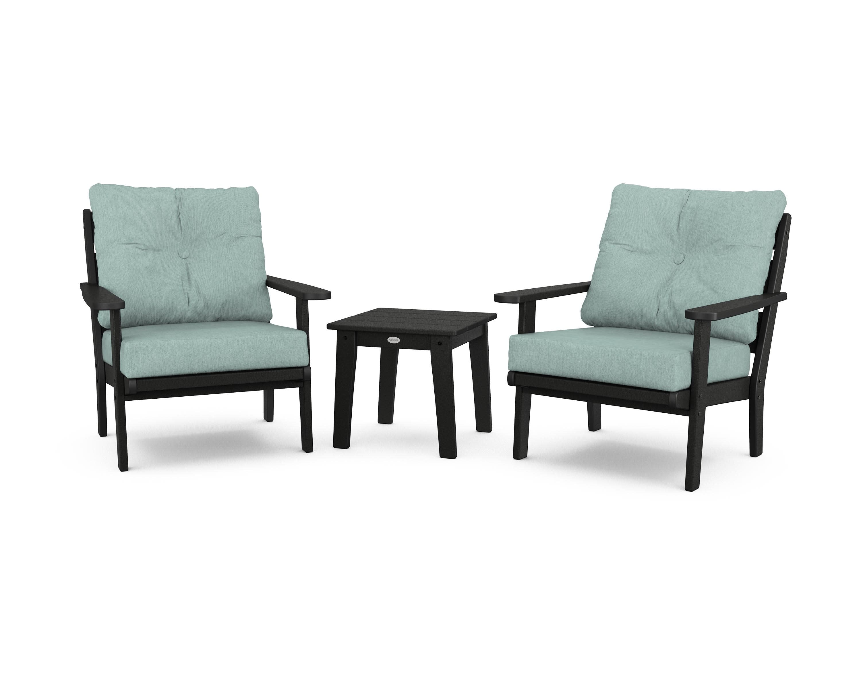 Lakeside 3-Piece Deep Seating Chair Set in Black / Glacier Spa