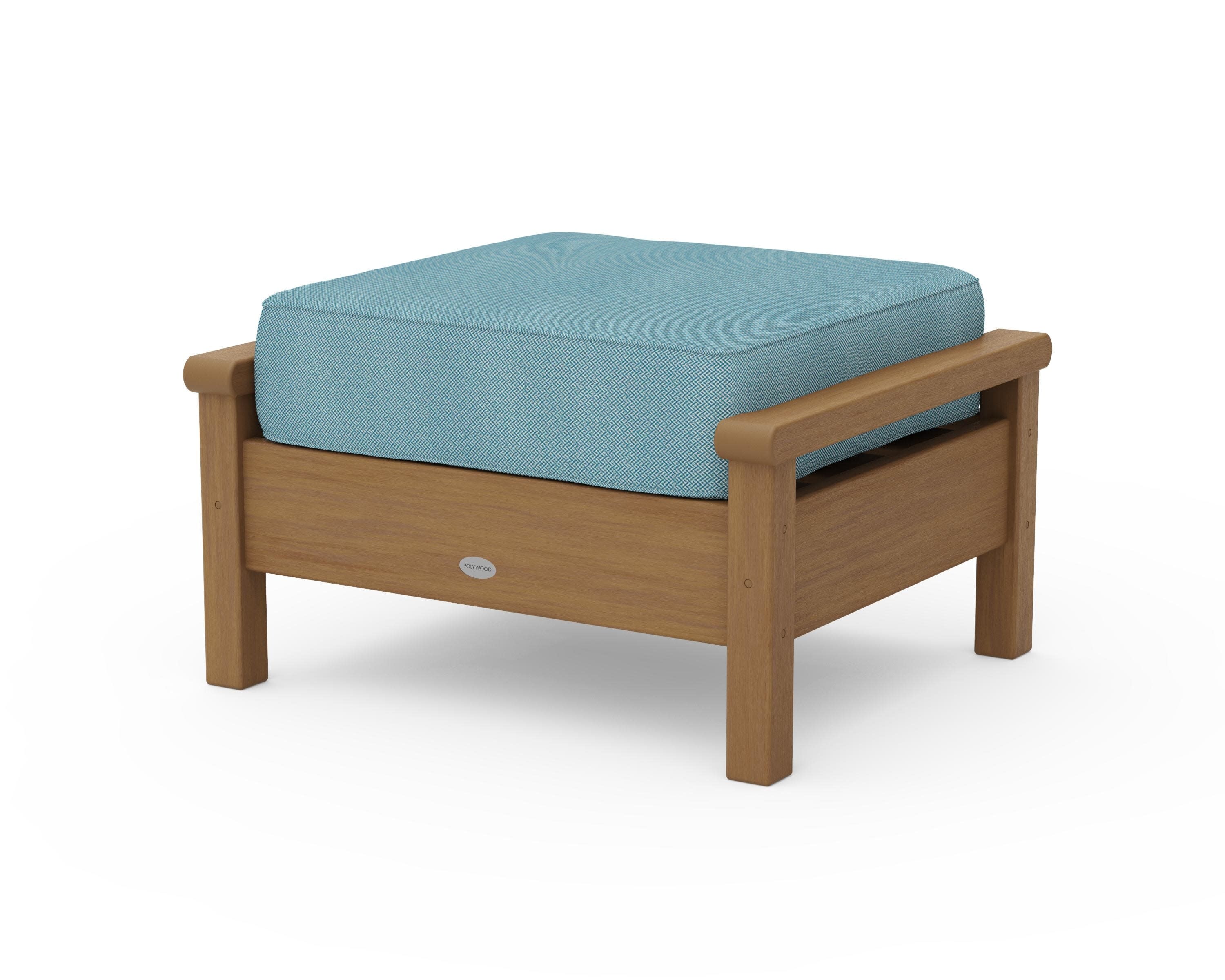 Harbour Deep Seating Ottoman in Natural / Lattice Sky Blue