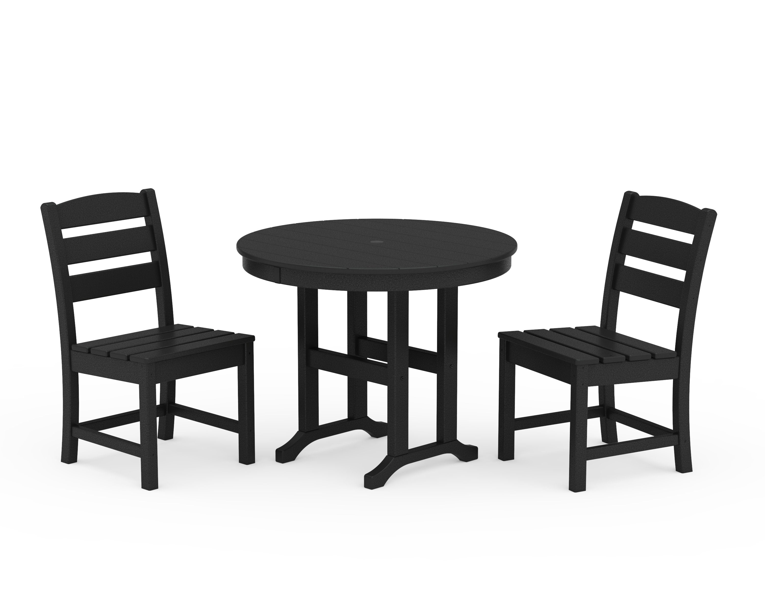 Lakeside Side Chair 3-Piece Round Dining Set in Black