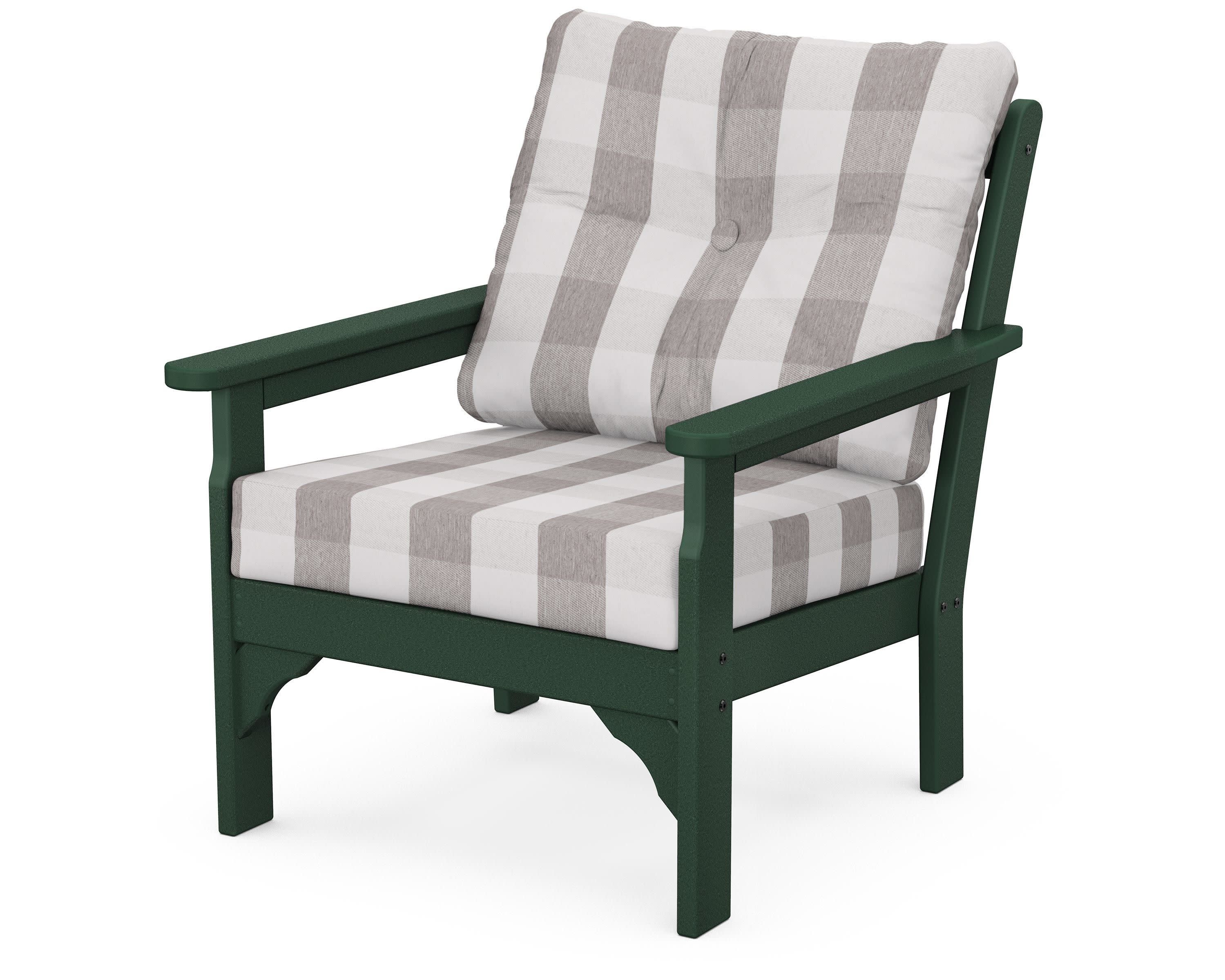 Vineyard Deep Seating Chair in Green / Buffalo Plaid Grey Mist