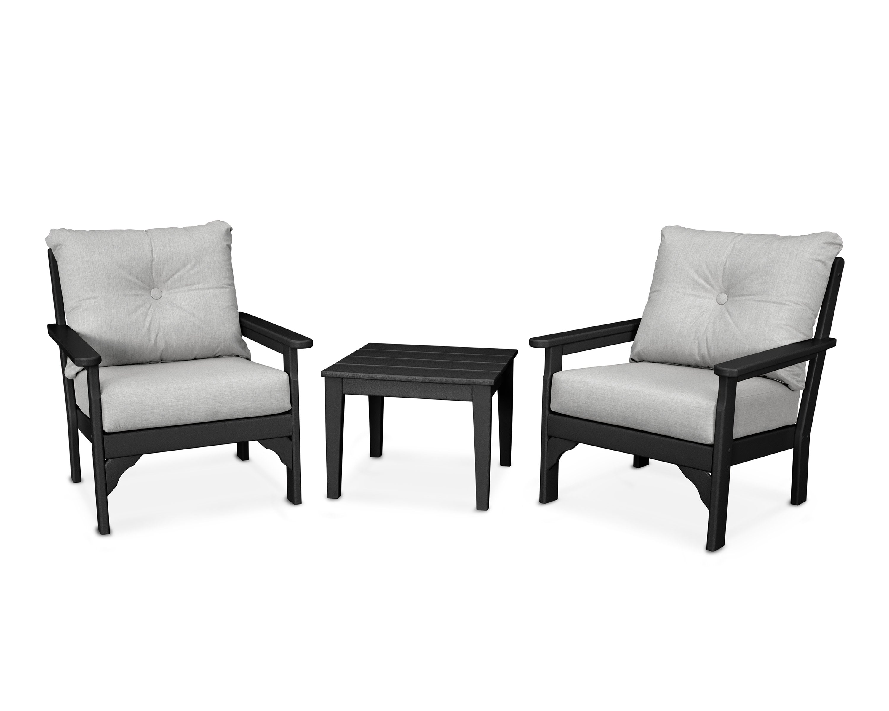 Vineyard 3-Piece Deep Seating Set in Black / Granite