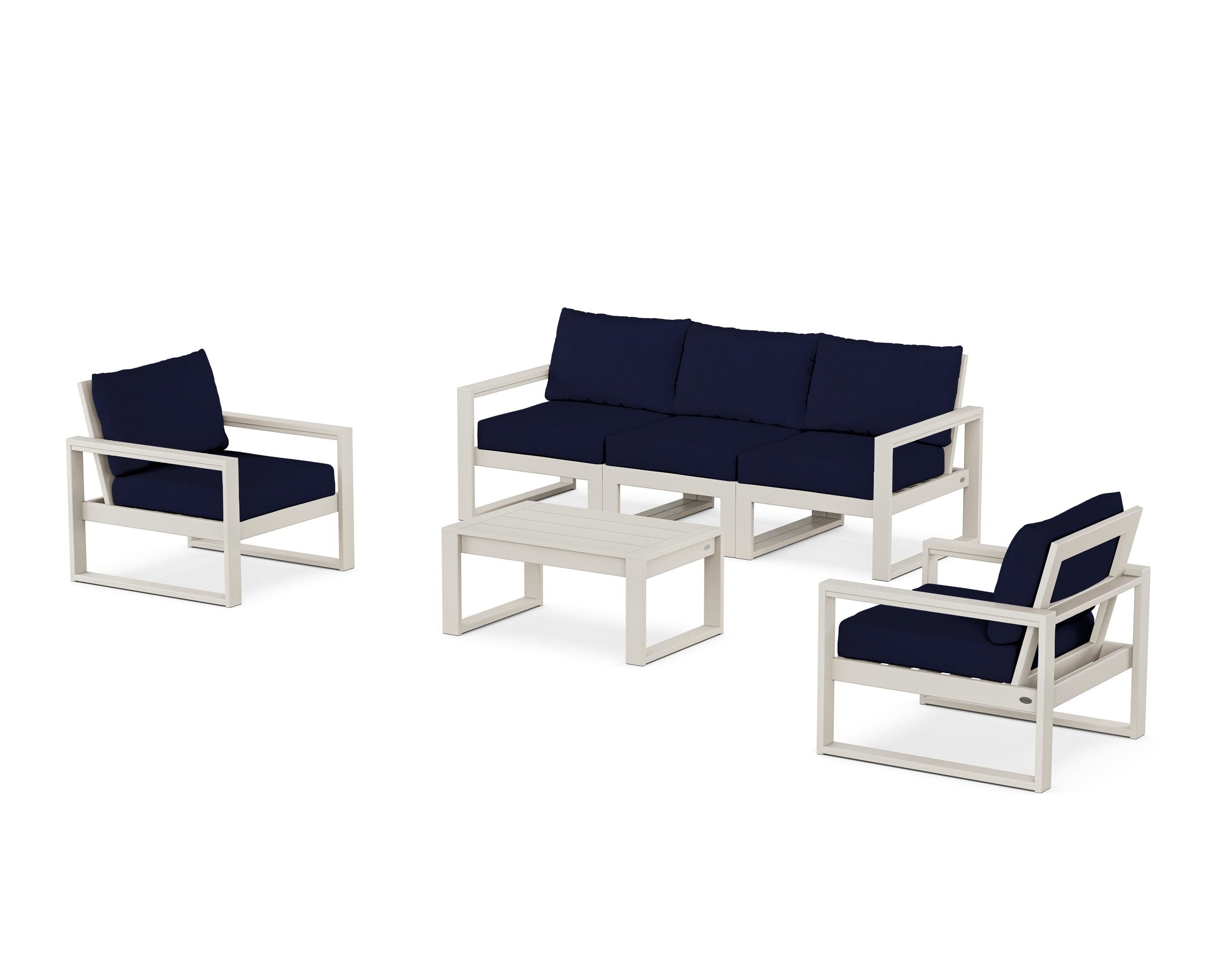 EDGE Sectional 4-Piece Deep Seating Set with Sofa in Sand / Navy