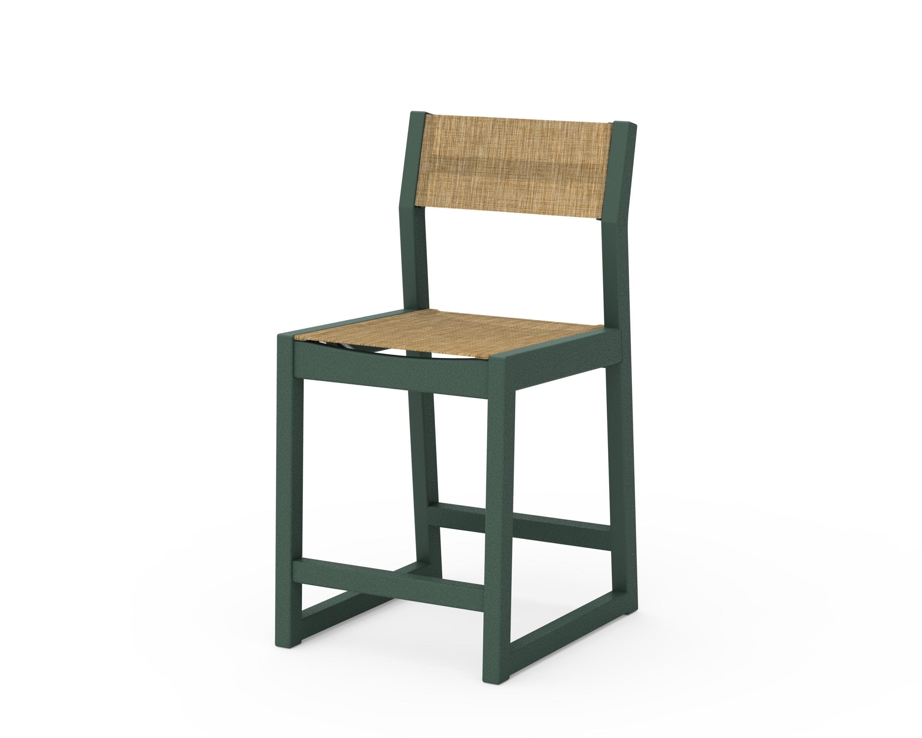 EDGE Sling Counter Side Chair in Green / Burlap Sling