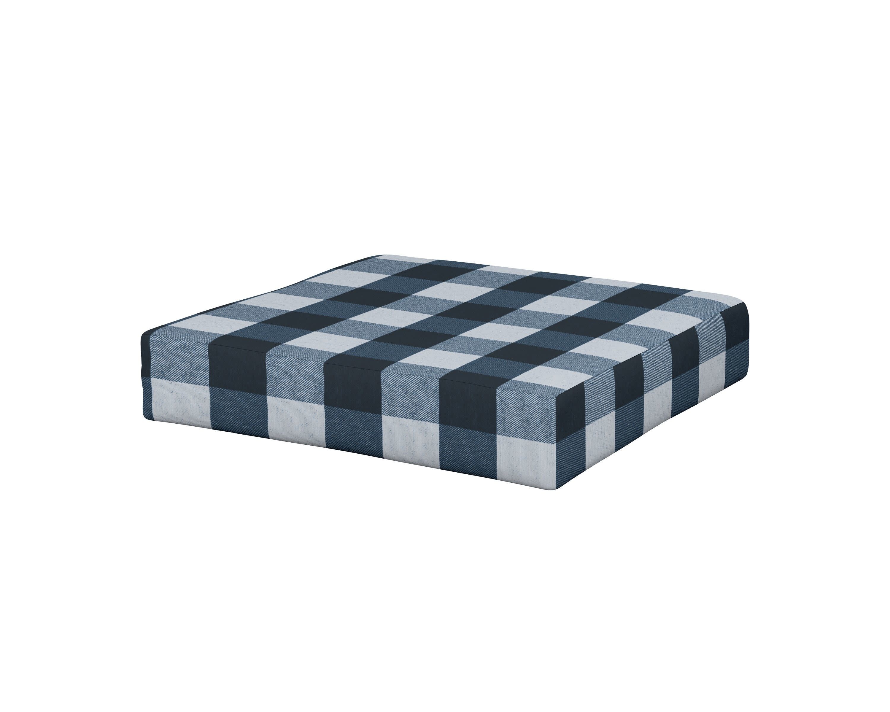 Vineyard Ottoman Cushion in Buffalo Plaid Marine Indigo