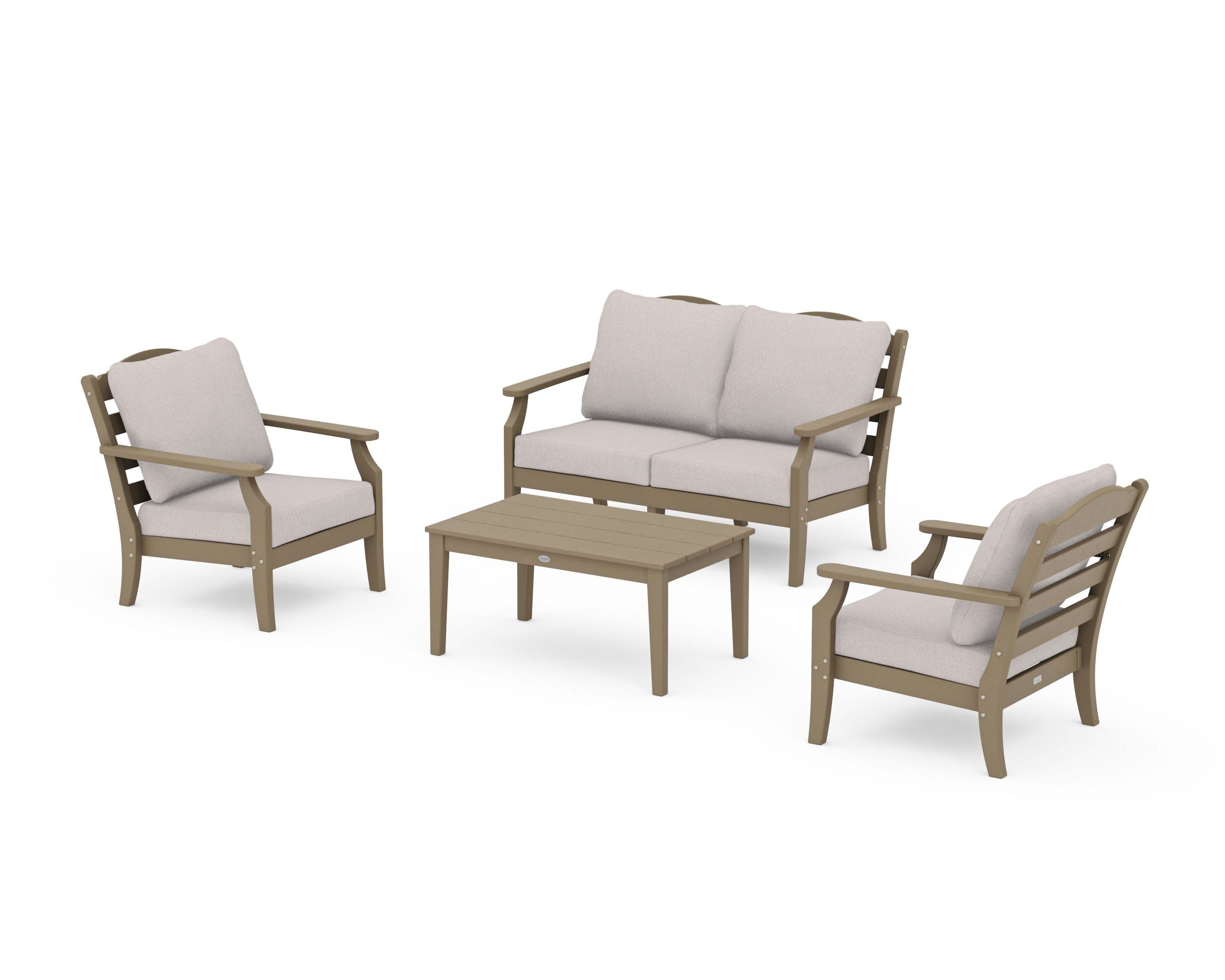 Savannah 4-Piece Deep Seating Set with Loveseat in Vintage Sahara / Dune Burlap