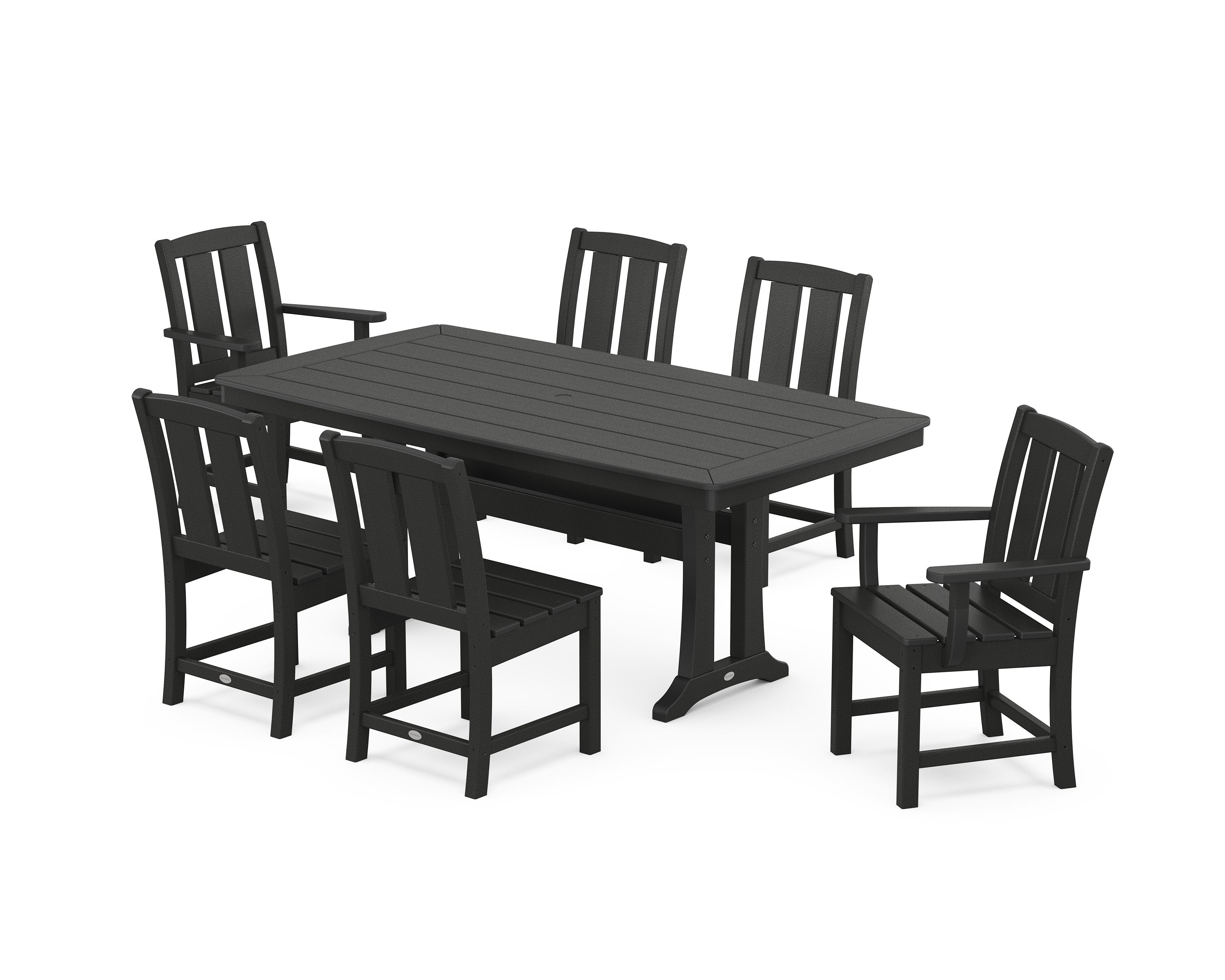 Mission 7-Piece Dining Set with Trestle Legs in Black